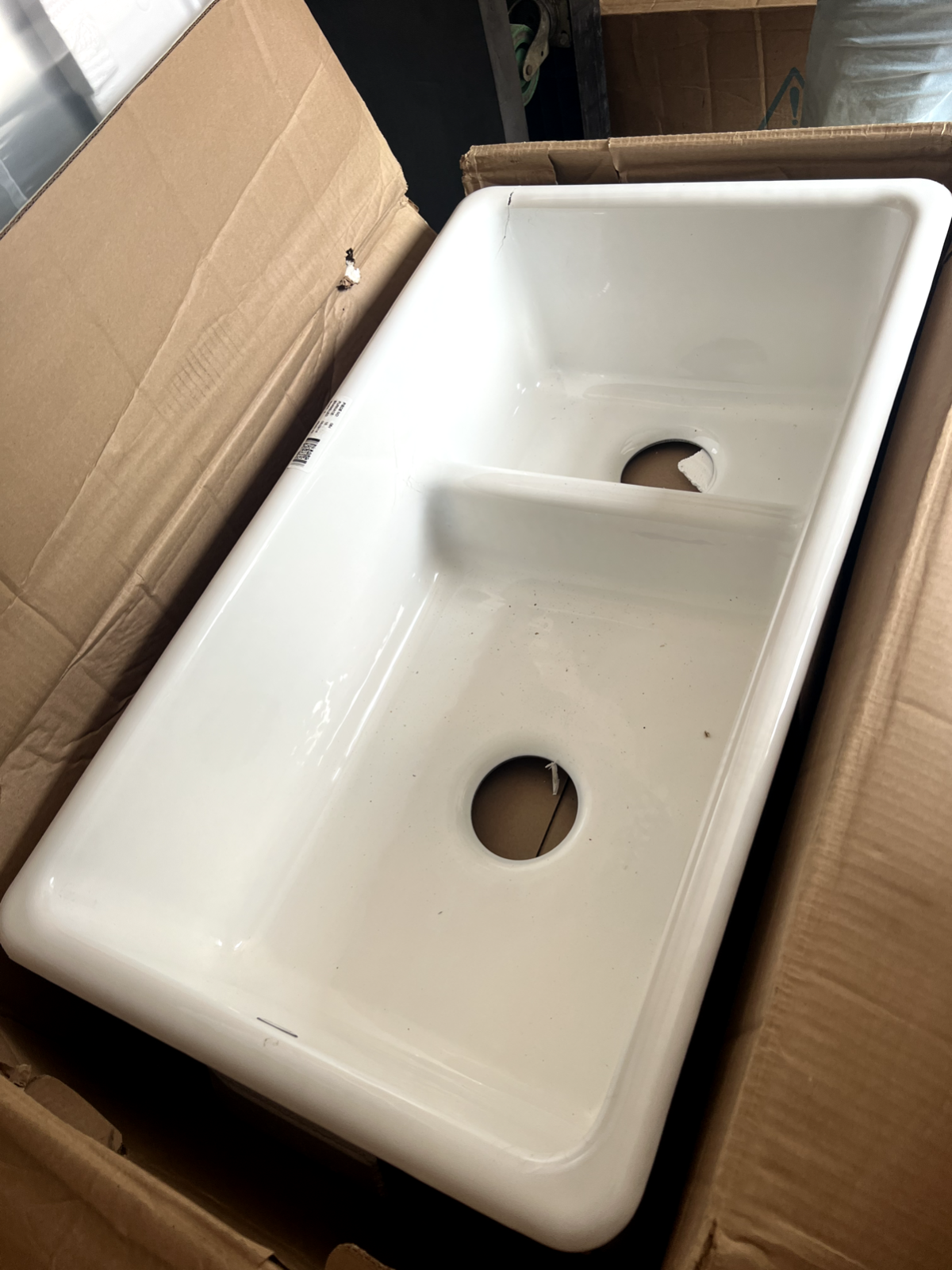 New Kohler 6625 - 0 Kitchen Sink Cast Iron Enamel double bowl white Shaws