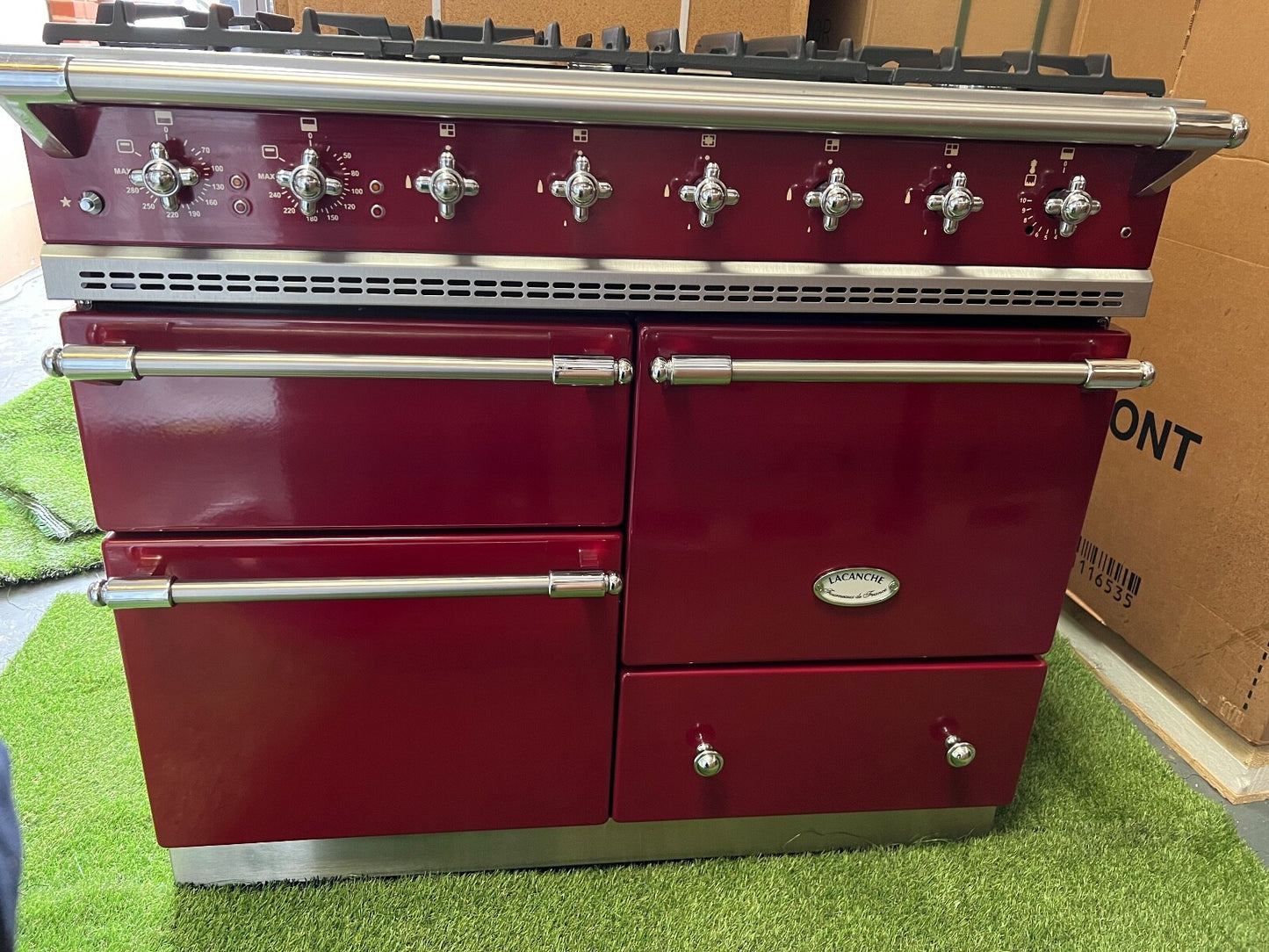 Lovely Lacanche Macon range cooker Oven Stove burgundy Chrome appliance 100cm