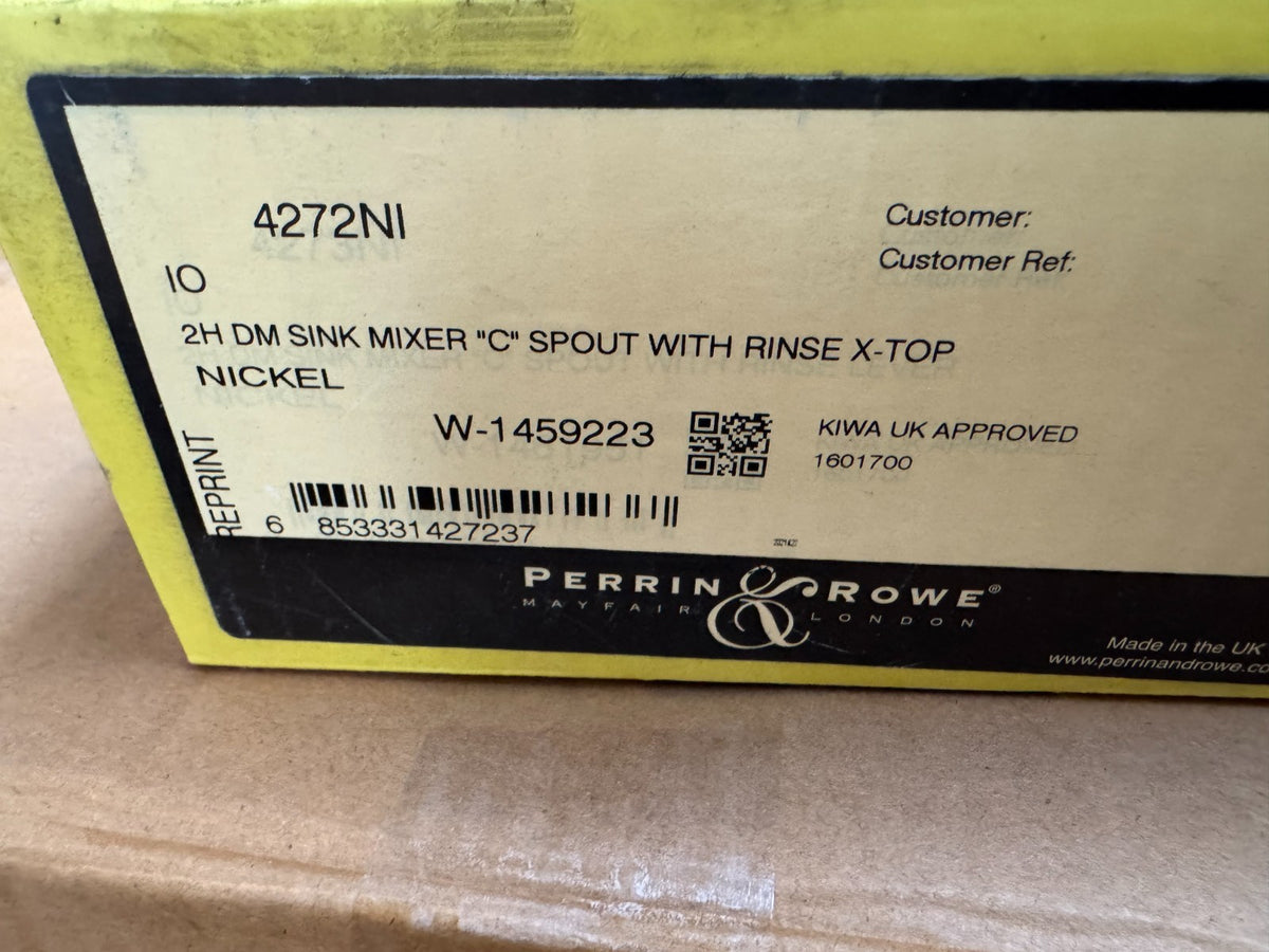 NEW Perrin & Rowe 4272NI IO Ionian Mixer Bridge Tap with Rinse NICKEL AX4458