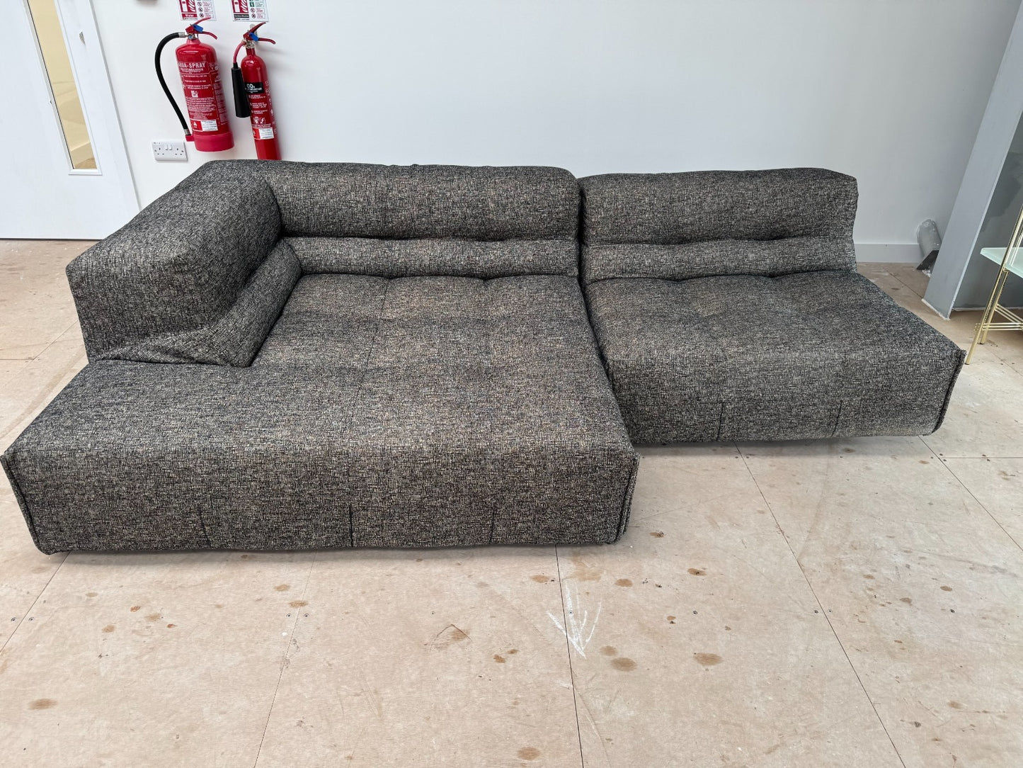 Ex Display B&B Italia Tufty Too Left hand Corner Sofa Chair black/ grey 2 piece