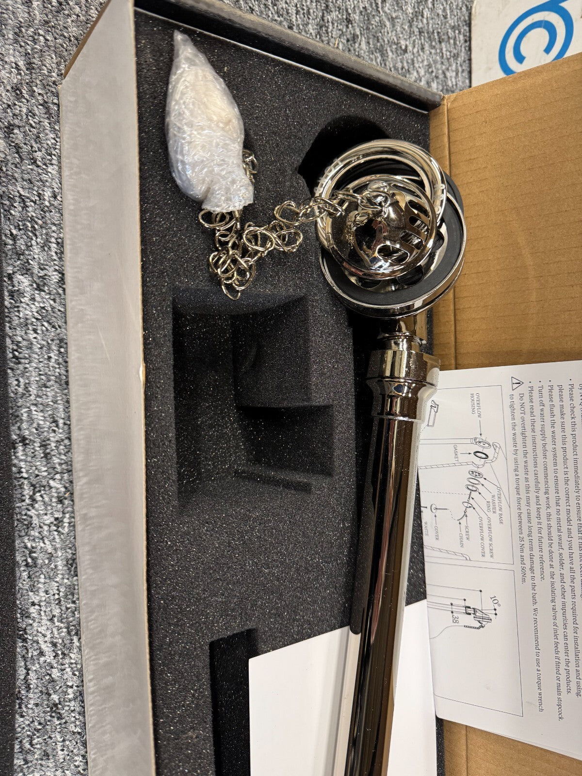 NEW Burlington Arcade Exposed Bath Waste with Plug & Chain Nickel BR827