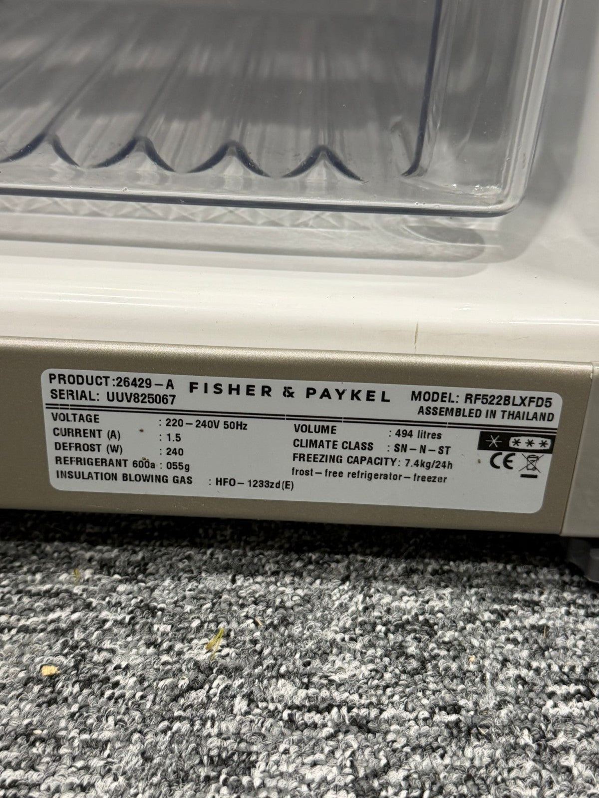Ex Display Fisher & Paykel Fridge Freezer RF522BLXFD5 LEFT hand hinged BR4661