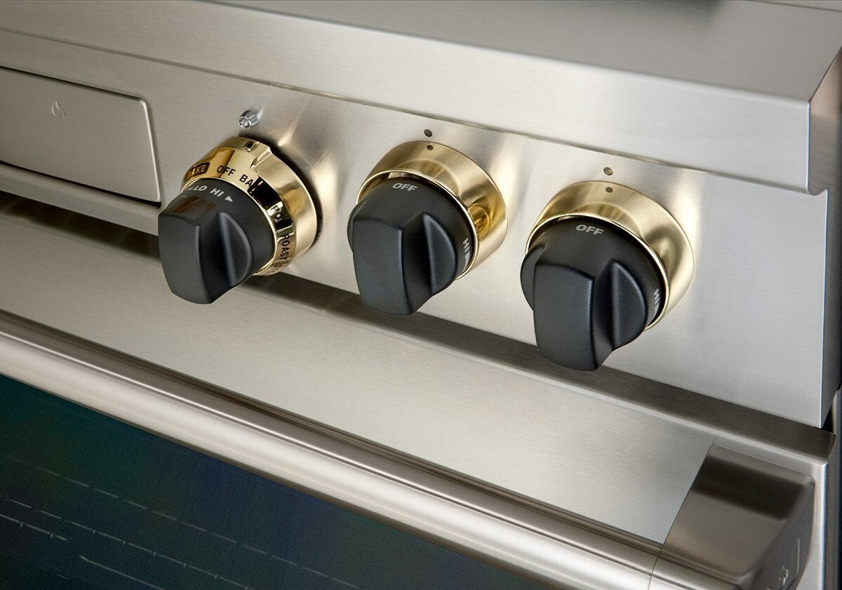 NEW Wolf Range Dual Fuel Cooker Oven Gold Brass Bezel knob