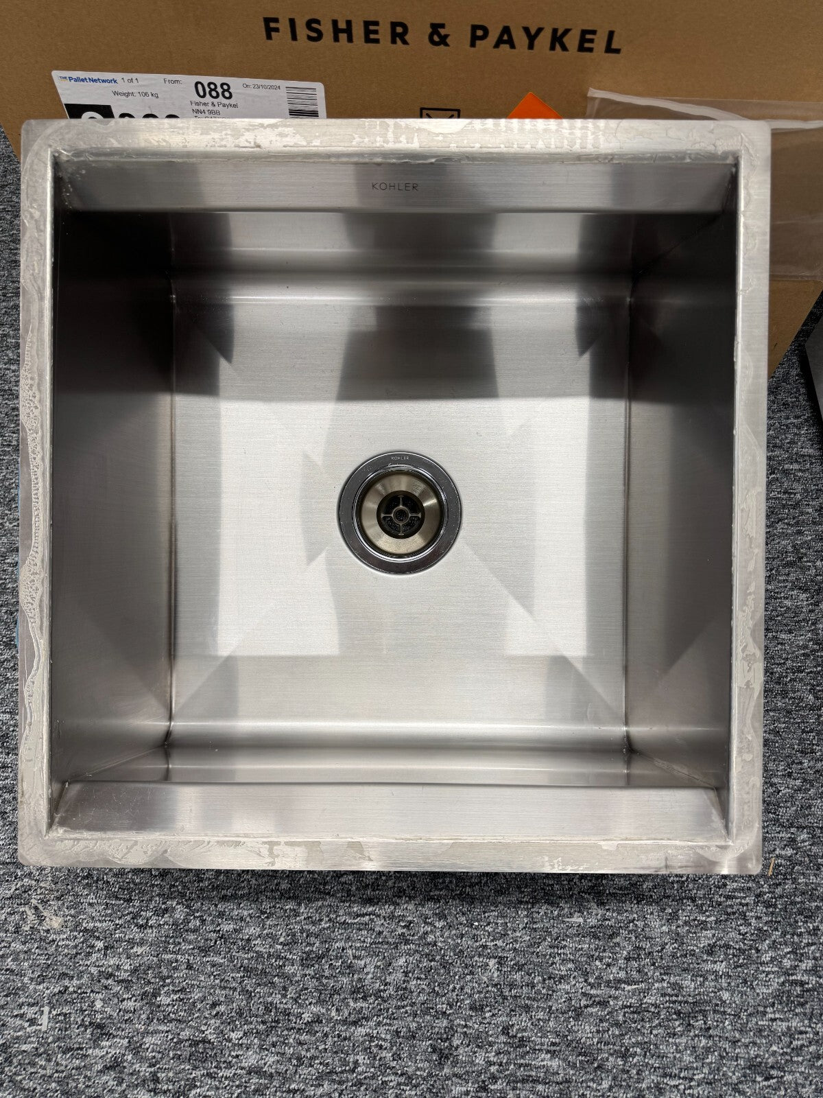 Ex Display Kohler K 3671 NA 18" undermount single bowl bar sink Stainless BR2201