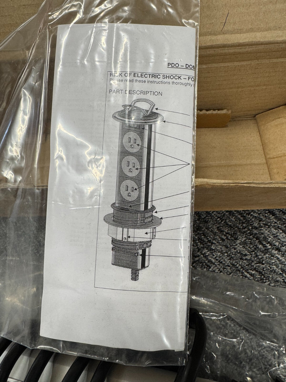 NEW Hafele 822.82.910 SensioPod Vertical Pull up Power dock electric sock BR2112