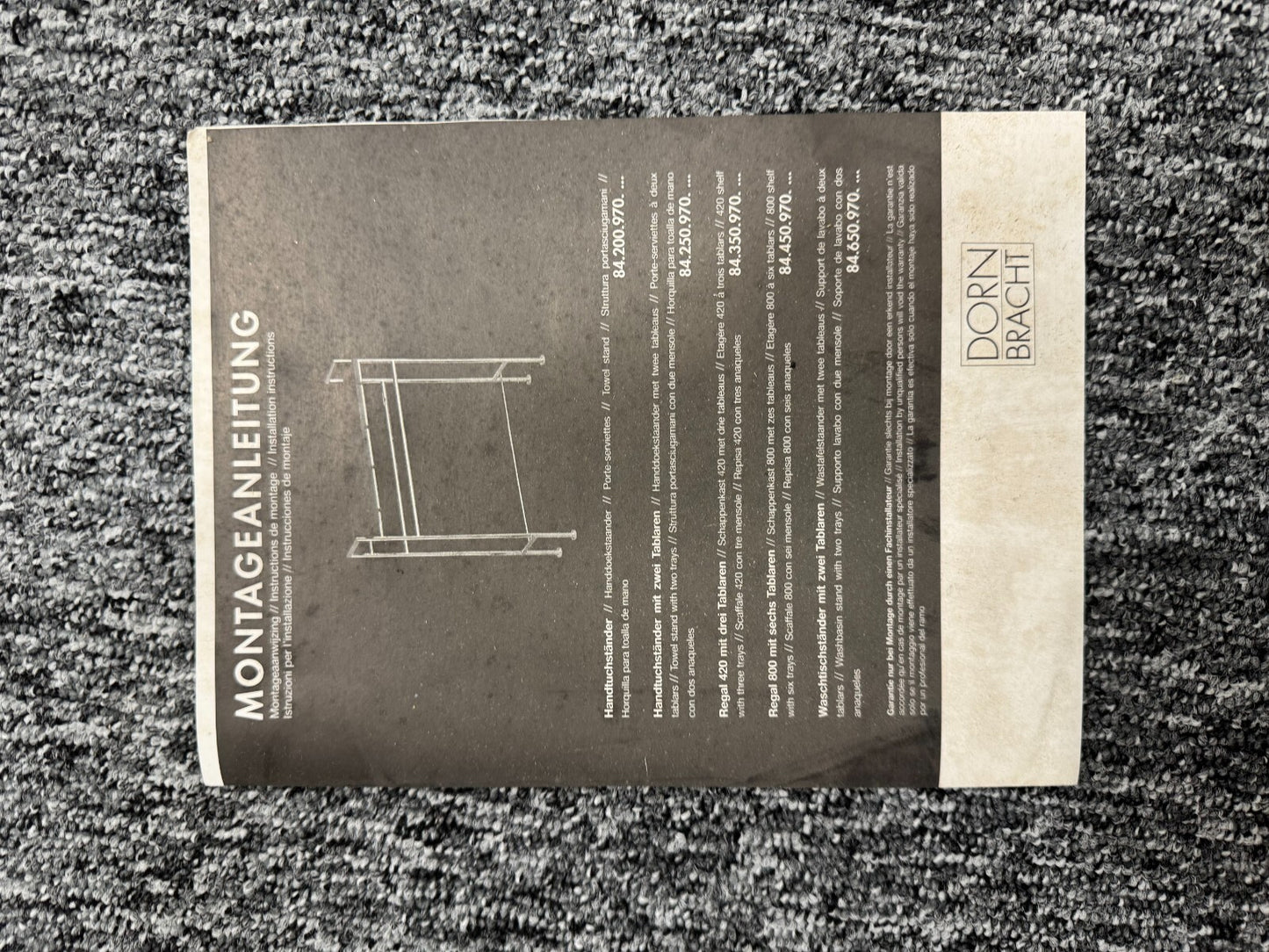 NEW Dornbracht Bathroom Chrome Towel Freestanding Rail Stand BR705