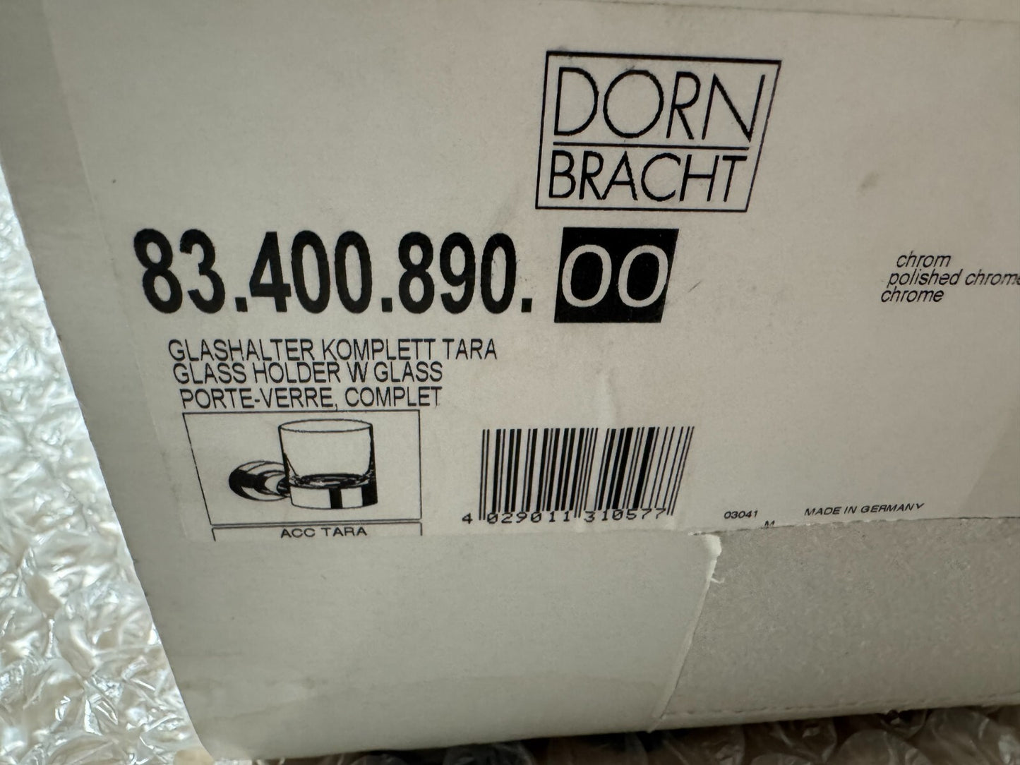 NEW Dornbracht 83.400.890.00 Tara Toothbrush Holder Glass Chrome BR905