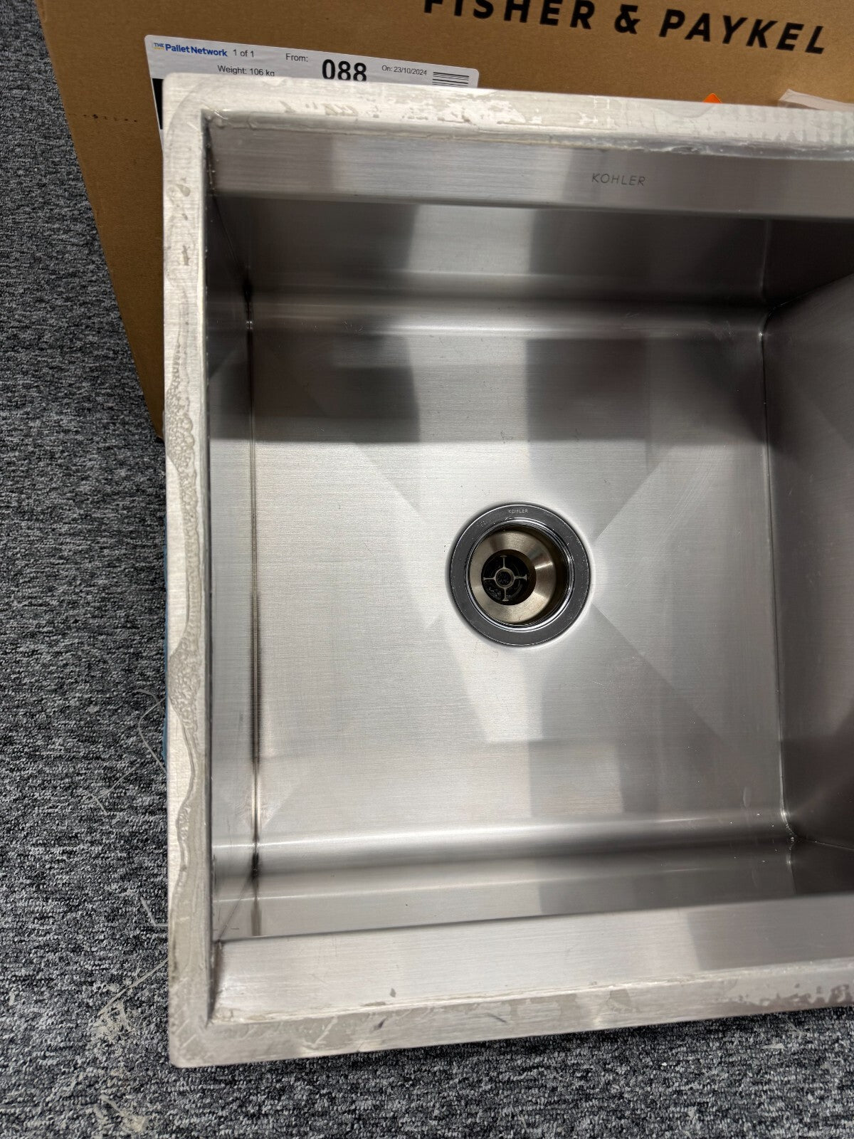 Ex Display Kohler K 3671 NA 18" undermount single bowl bar sink Stainless BR2201