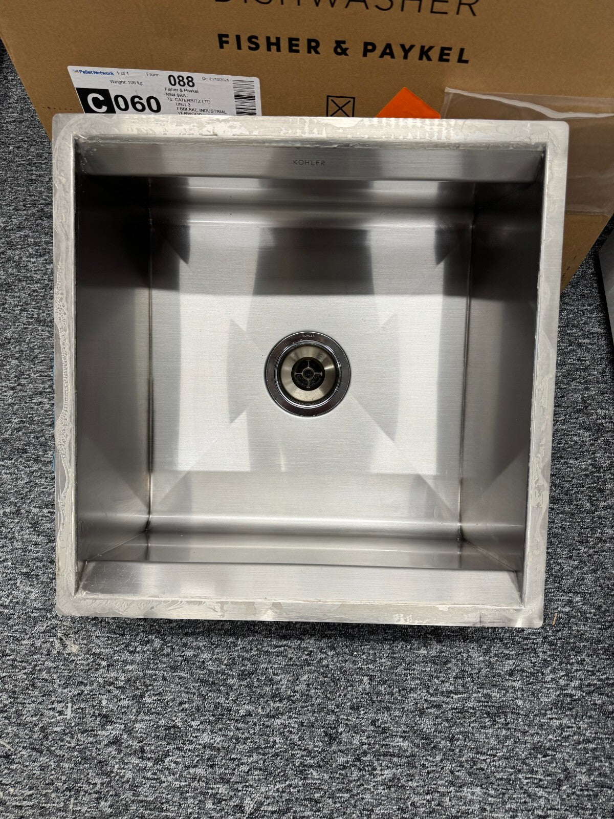 Ex Display Kohler K 3671 NA 18" undermount single bowl bar sink Stainless BR2201