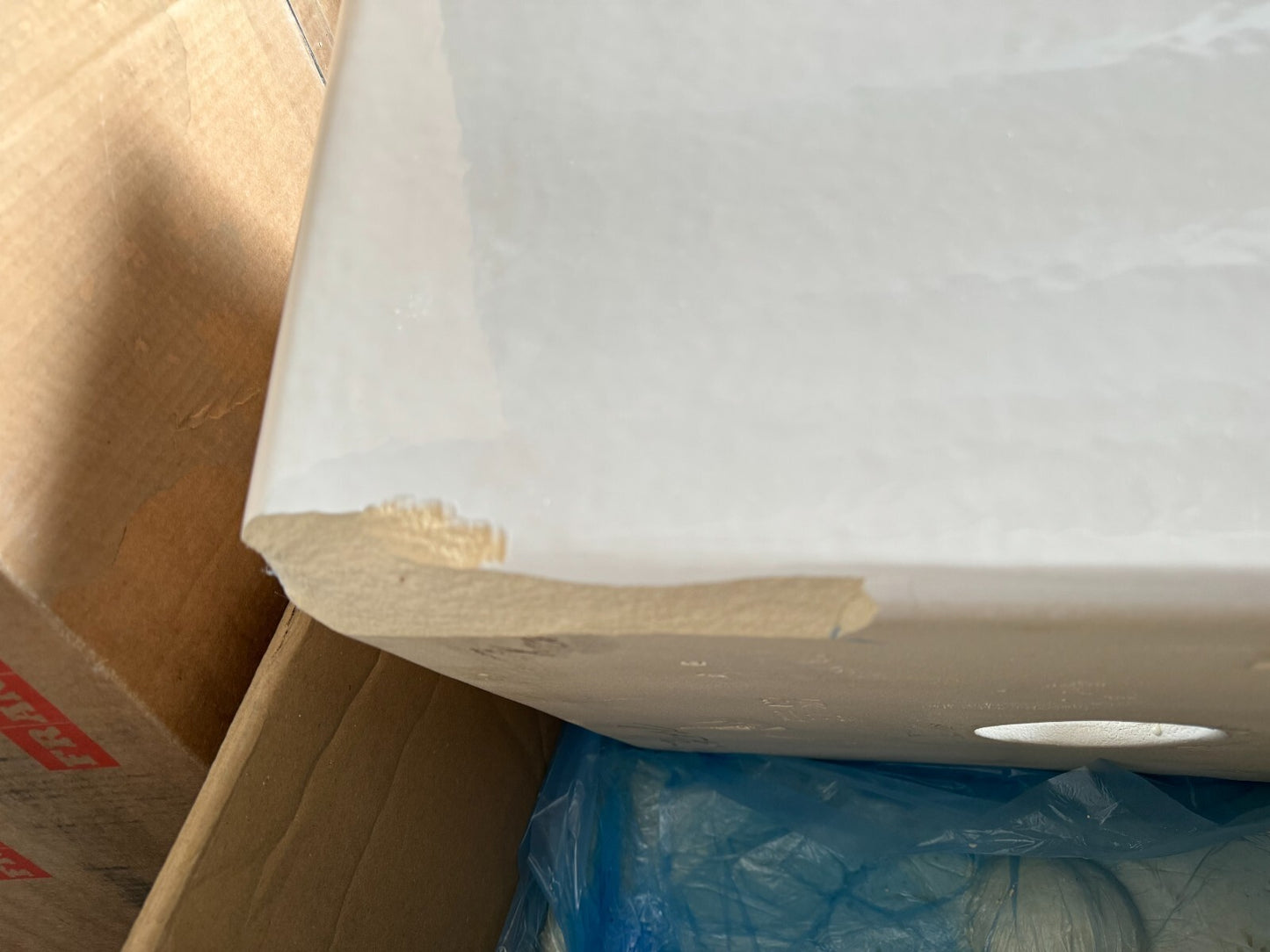 New Shaws Of Darwen SCSH101WH White Ceramic Double Bowl Kitchen Sink damaged 274