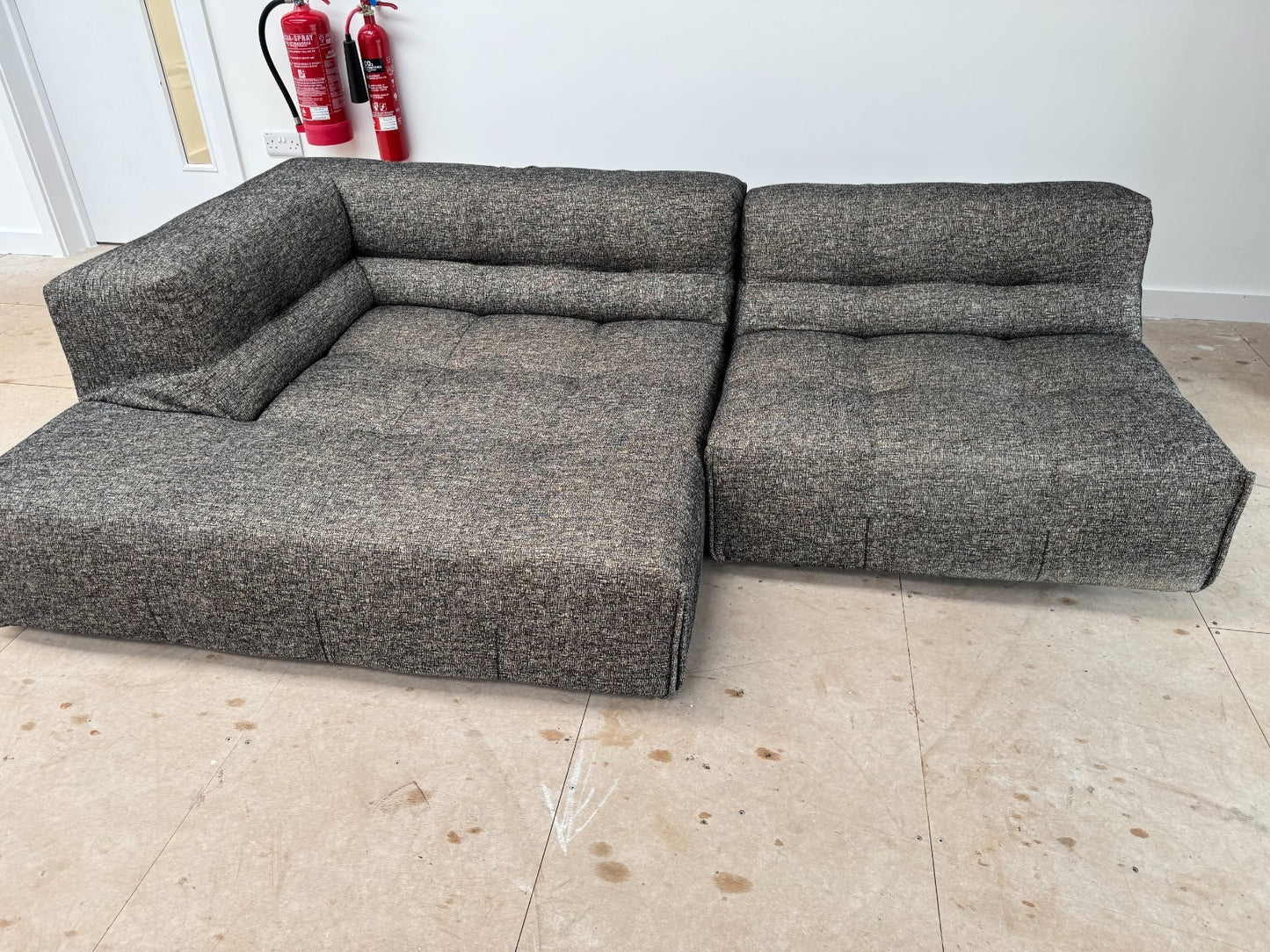 Ex Display B&B Italia Tufty Too Left hand Corner Sofa Chair black/ grey 2 piece