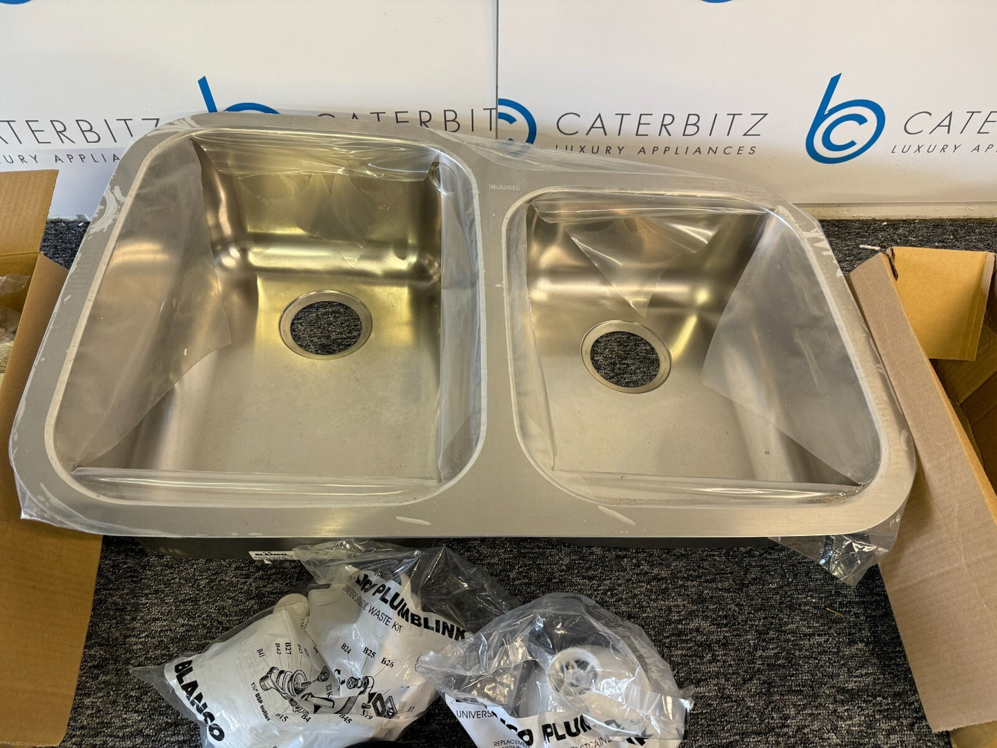 New UNUSED Blanco Supreme 735 - U Stainless Steel double basin bowl kitchen sink