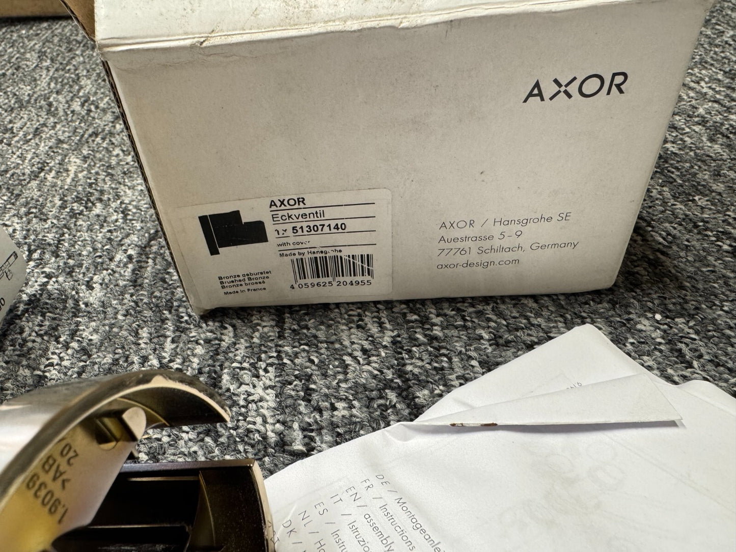 NEW Axor Hansgrohe Angle valve cover outlet G 3/8 51307140 Brushed Bronze BR2115