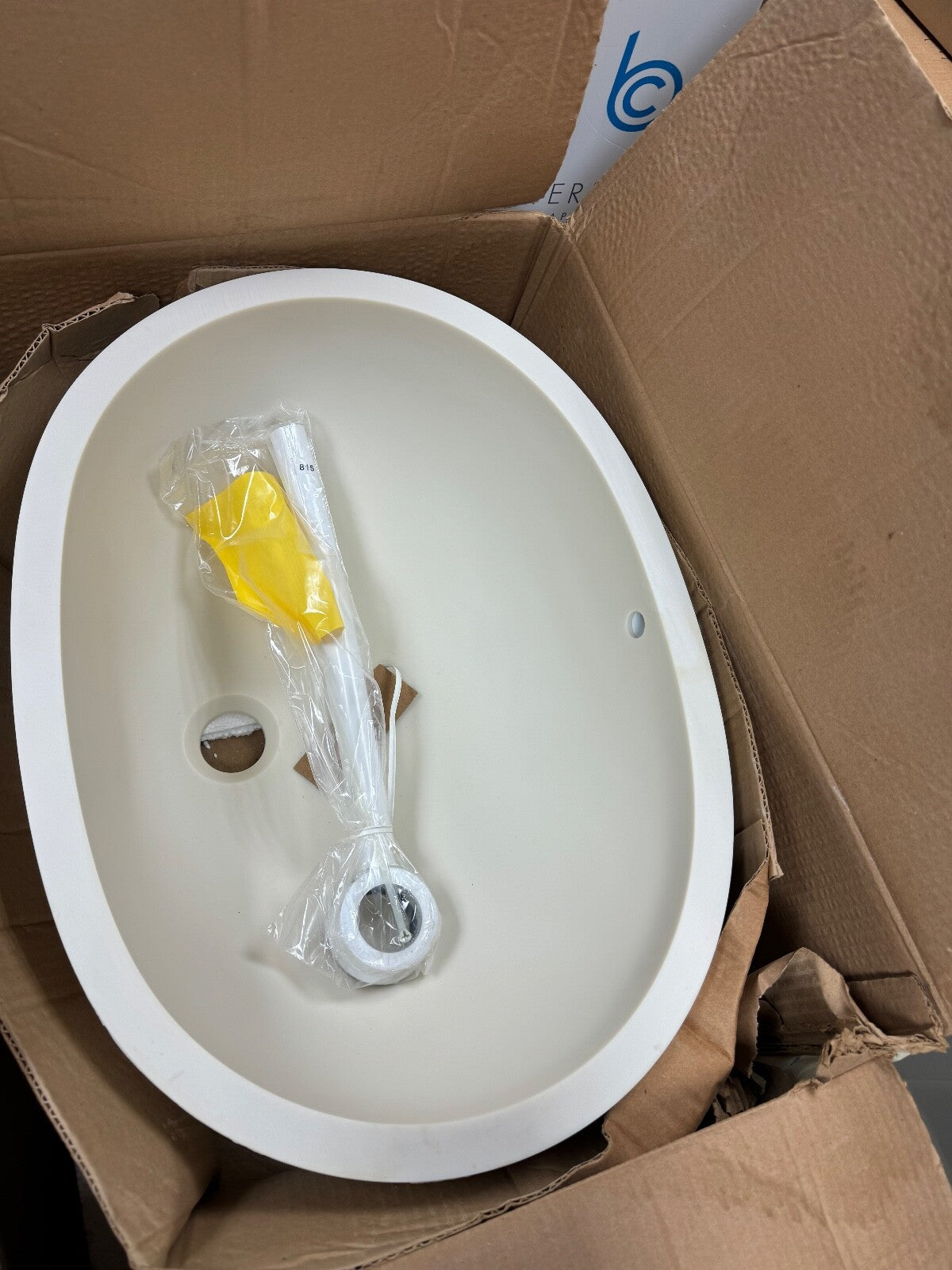 New unused Corian Calm 815 Bathroom Sink oval bone Basin