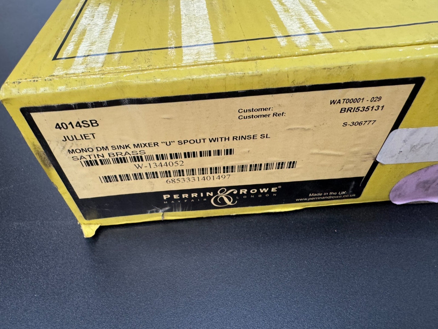 NEW Perrin & Rowe 4014SB Juliet mixer Tap SATIN BRASS with Rinse AX4439