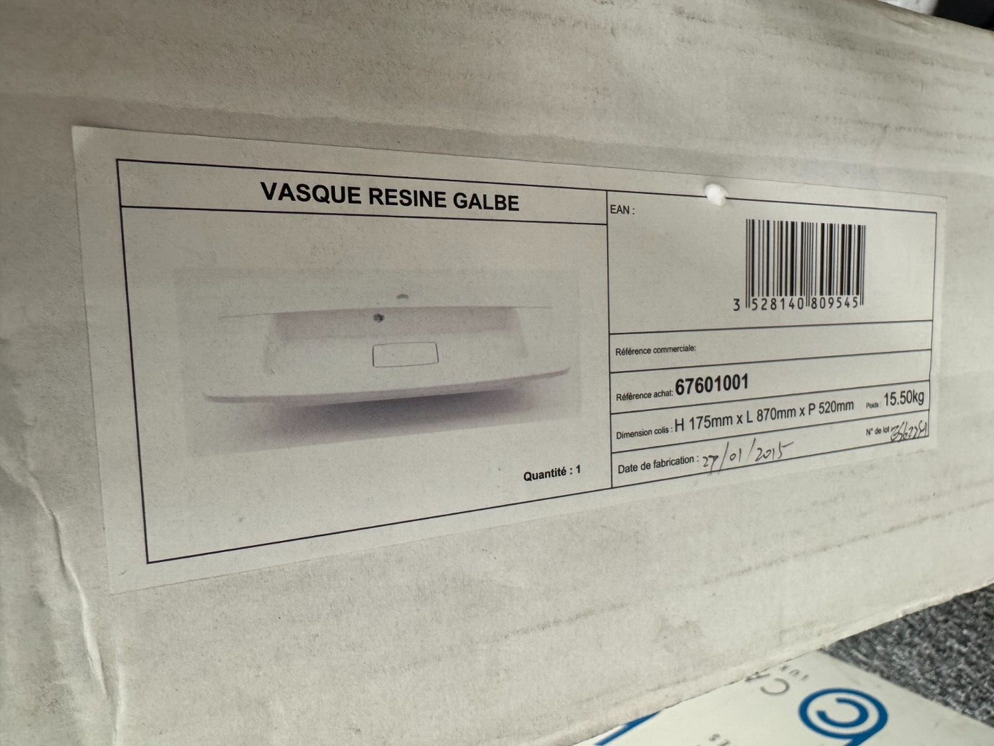 NEW Vasco Vasque Resin Vainty Sink Basin WHITE BR776