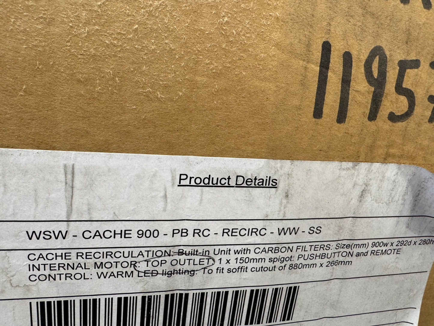 New Westin Cache 900 Built in Extractor Hood fan RECIRCULATING remote BR2165