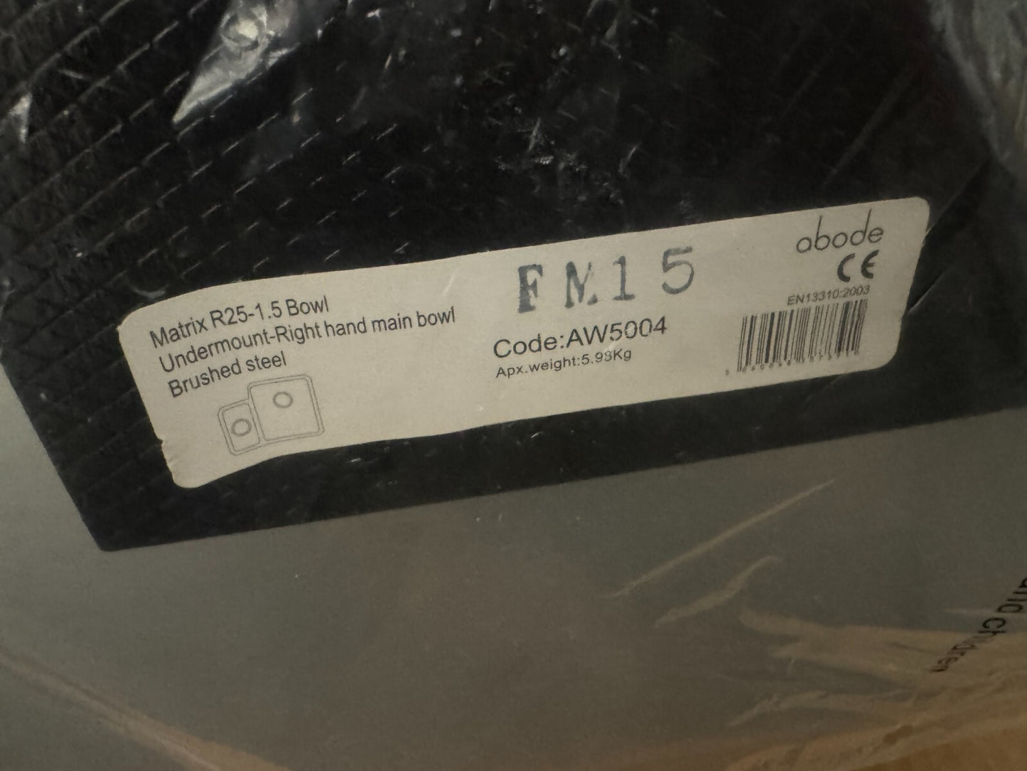 NEW Abode Matrix R25 1.5 Bowl Brushed Stainless Steel Sink Basin AW5004 BR659
