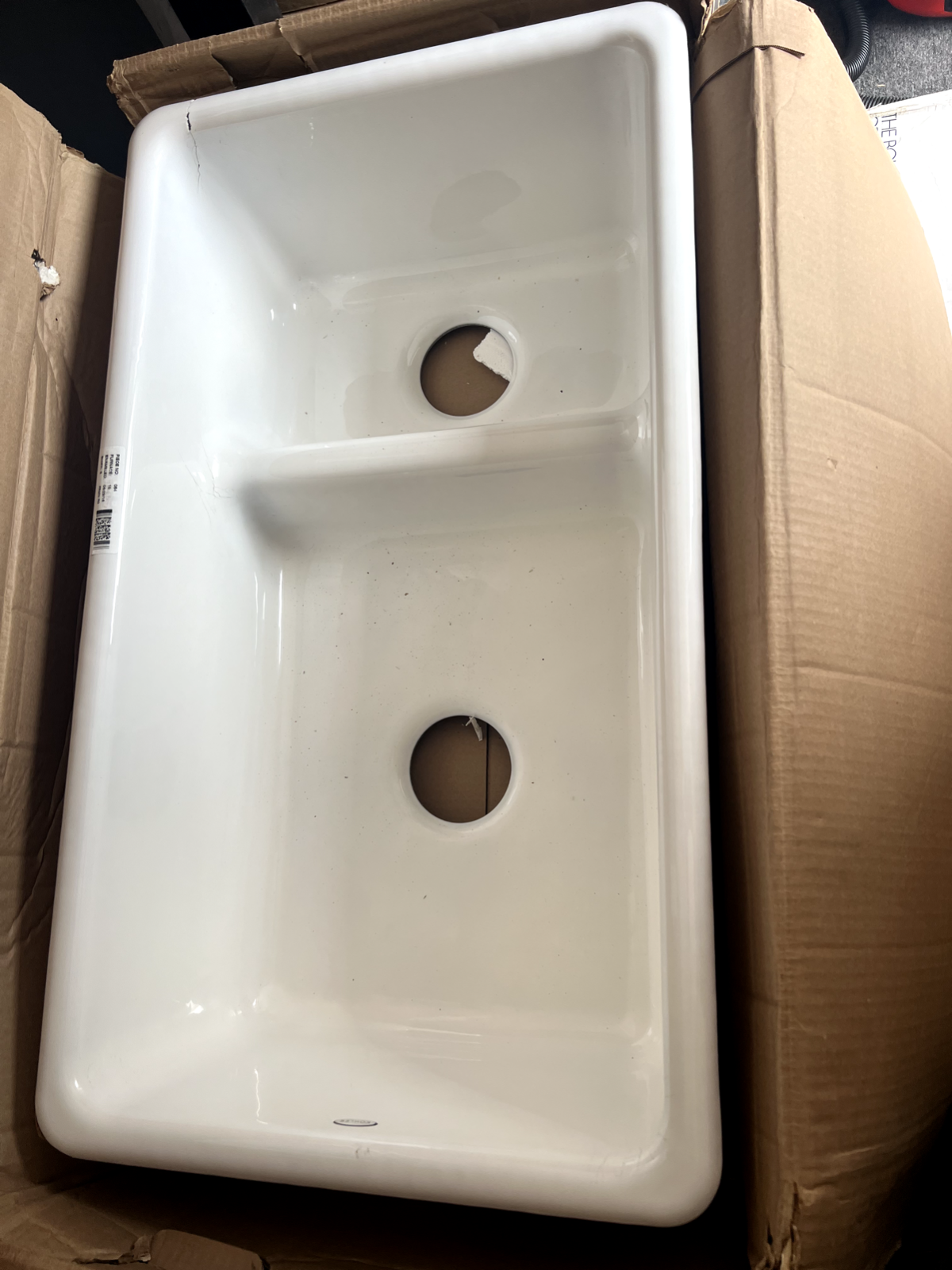 New Kohler 6625 - 0 Kitchen Sink Cast Iron Enamel double bowl white Shaws