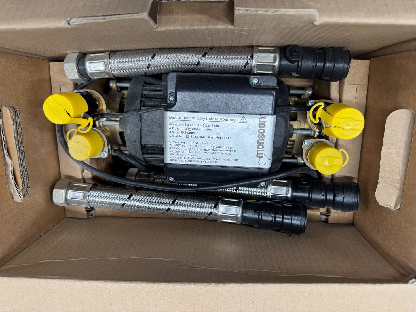 NEW Stuart Turner 46417 Monsoon 4.0 Bar Positive Head Twin Shower Pump BR758