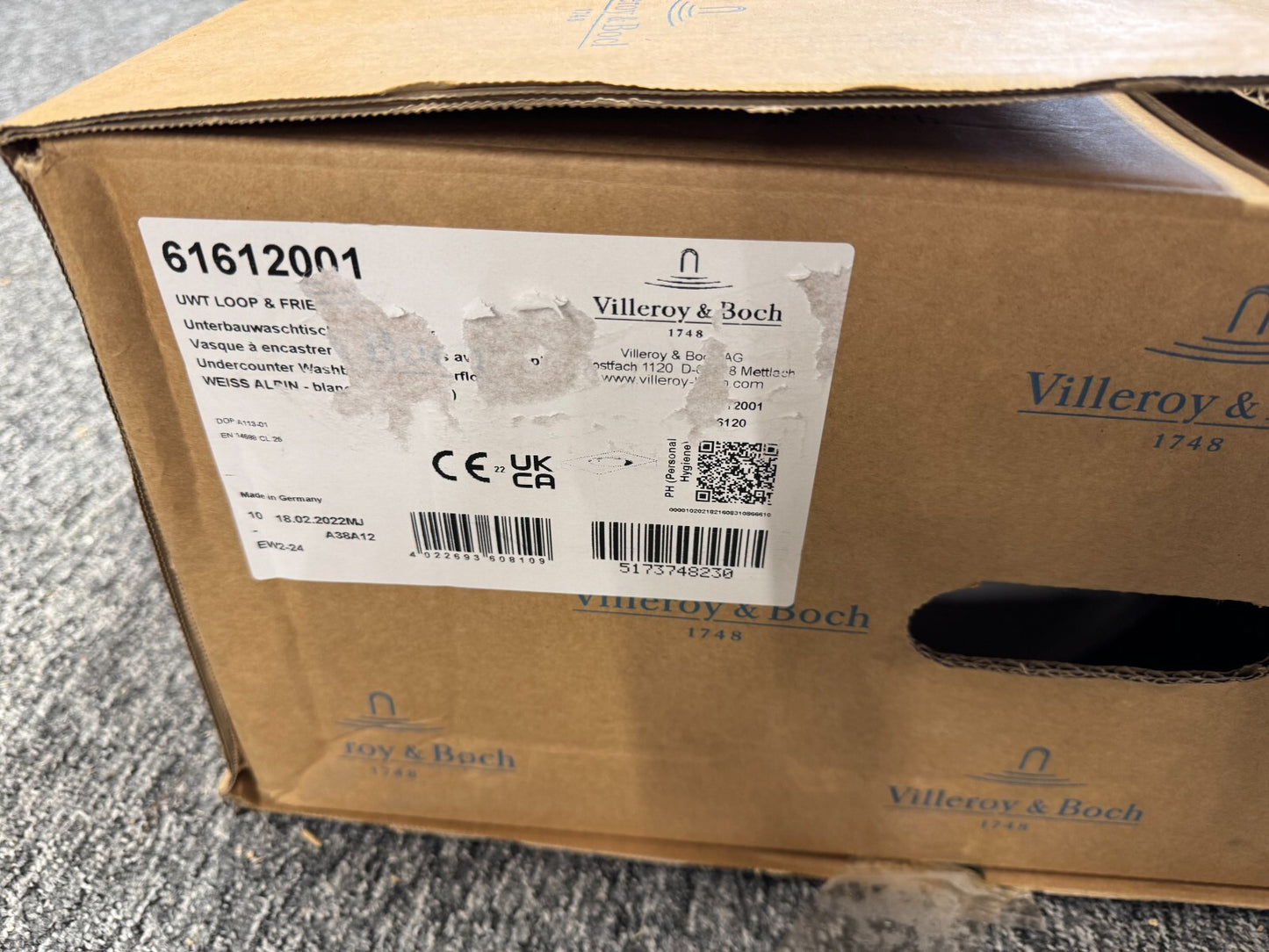 NEW Villeroy & Boch 61612001 bathroom Sink Basin Loop Friends White BR716