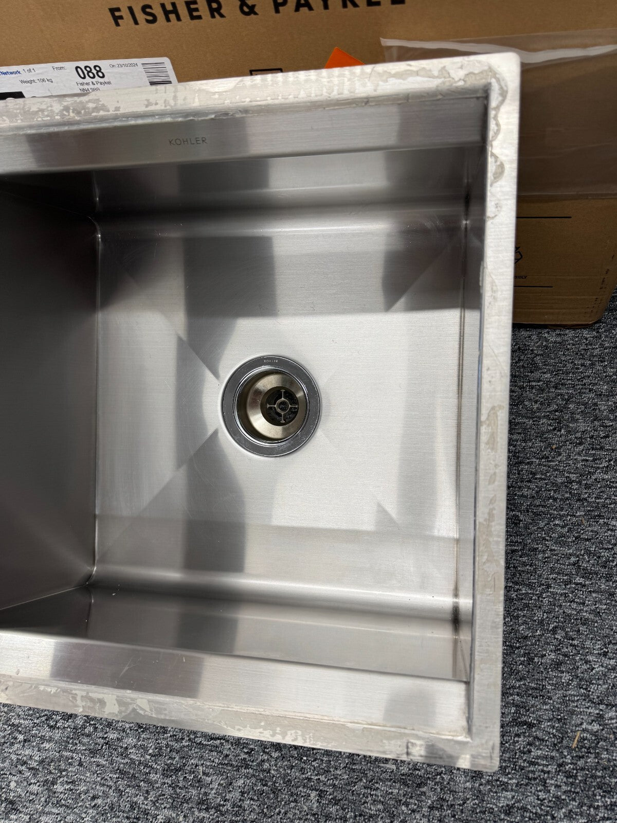 Ex Display Kohler K 3671 NA 18" undermount single bowl bar sink Stainless BR2201