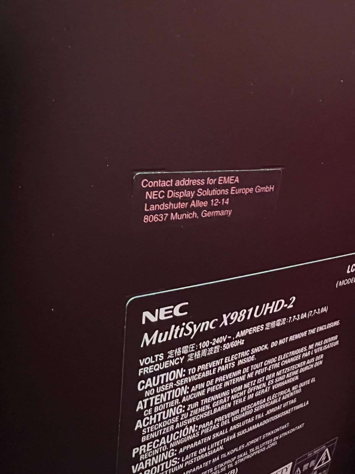 NEC MultiSync X981UHD-2 98" LED 4K Ultra HD Black public display TV Screen