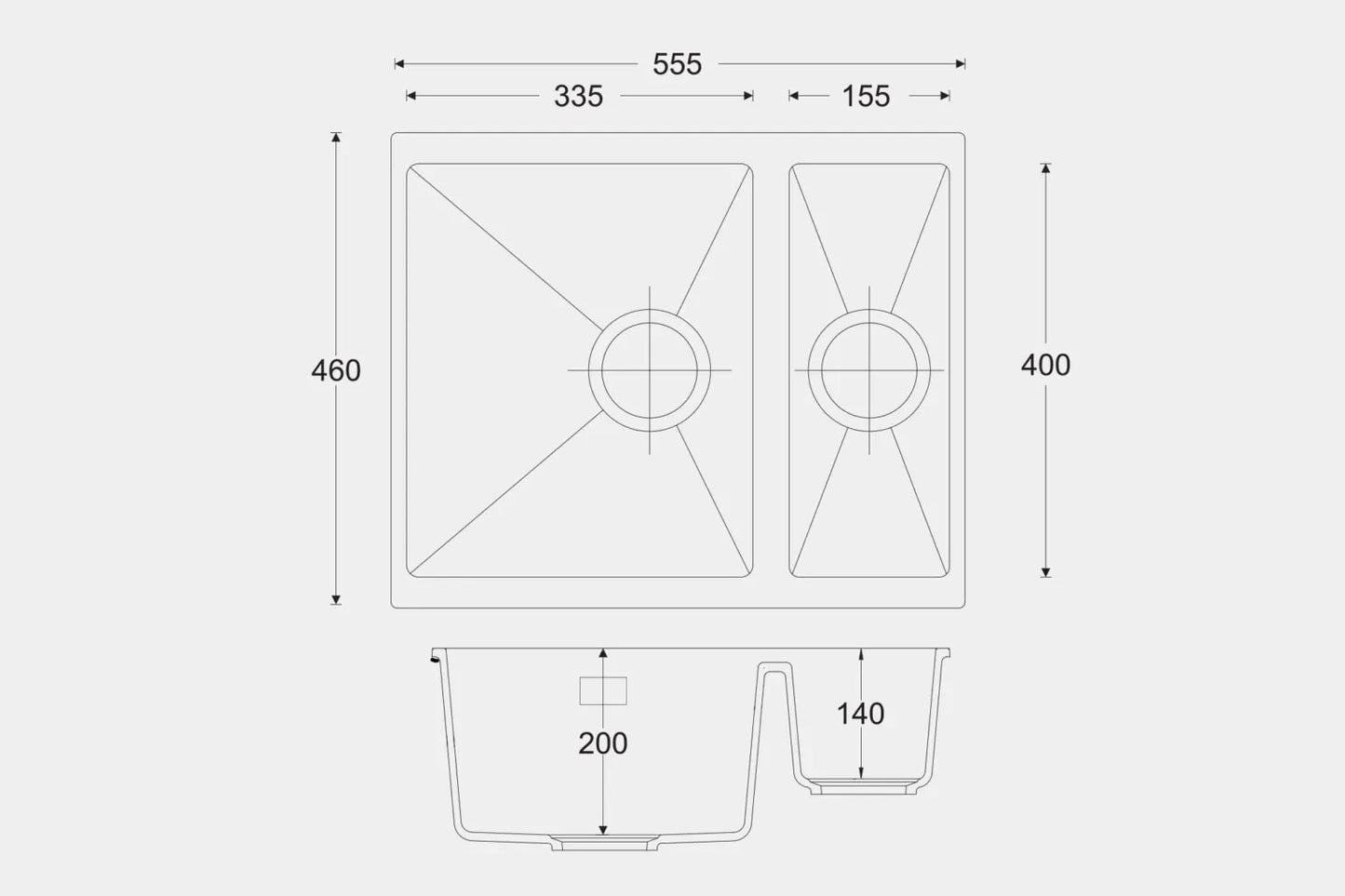 New Grey Double Bowl Kitchen Sink inset or Undermount AX4321