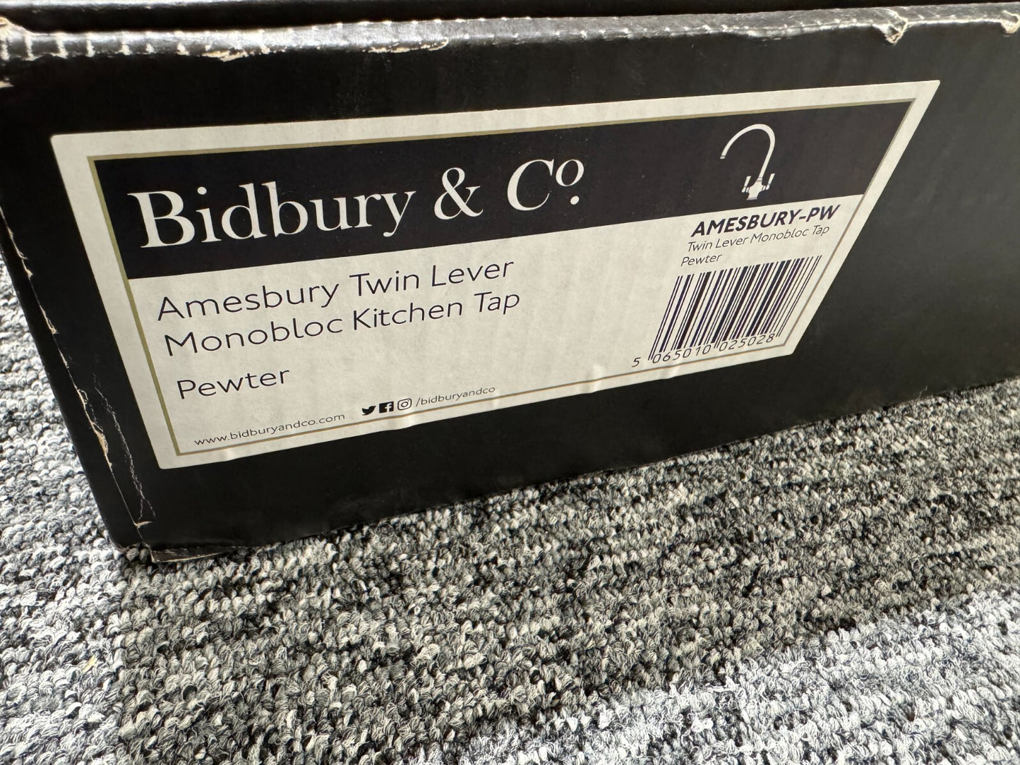 NEW Bidbury & Co Amesbury Pewter Twin Lever Monobloc Kitchen Tap Pewter BR2272