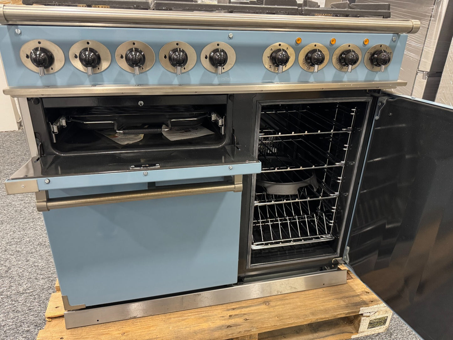Ex Display Falcon Deluxe Dual Fual Range Cooker Oven F1000DXDFCA/NM blue BR2215