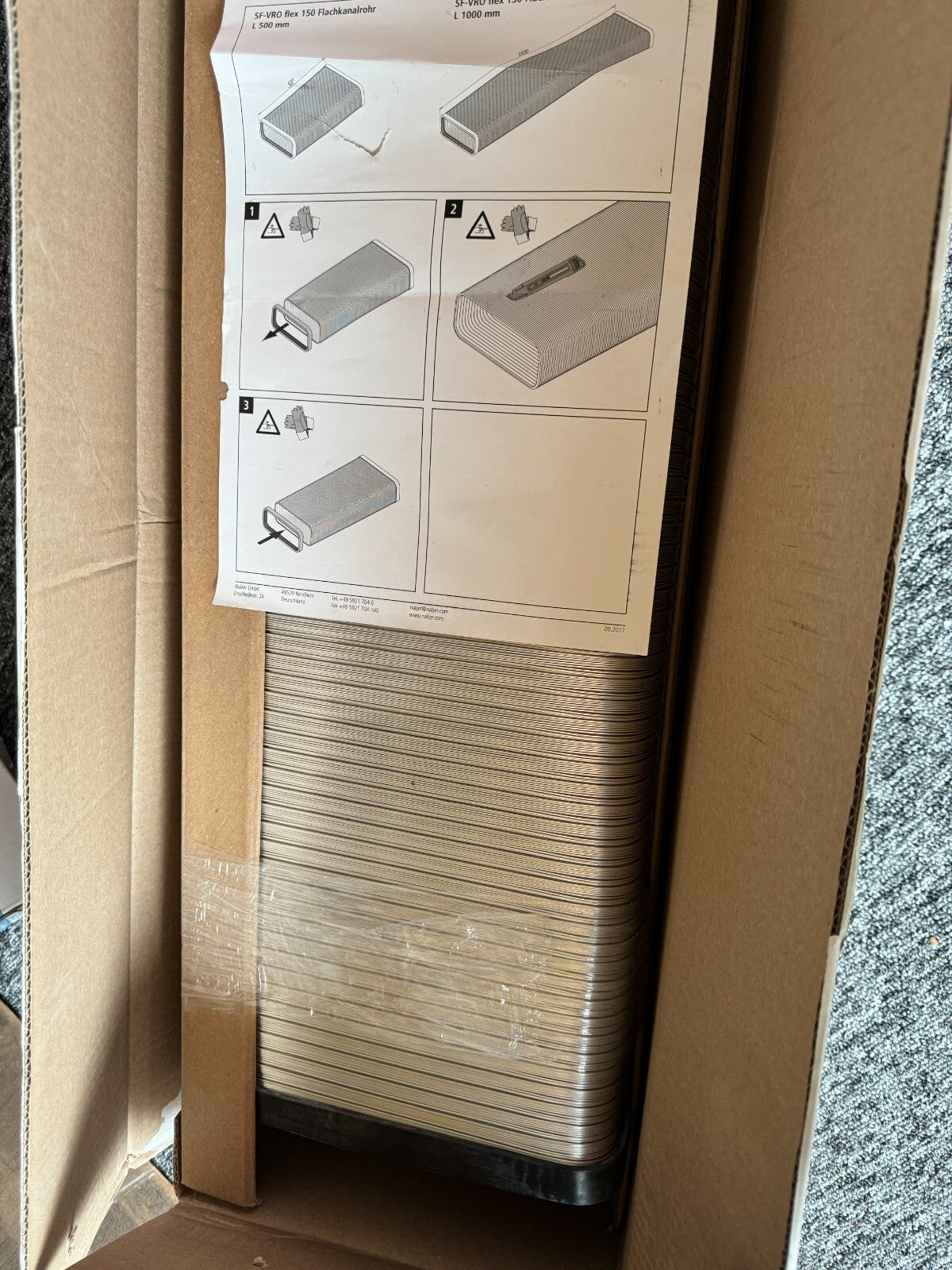 NABER SF-VRO FLEX 150 Flat Duct Pipe 500 mm Length Profile Gaskets COMPAIR STEEL