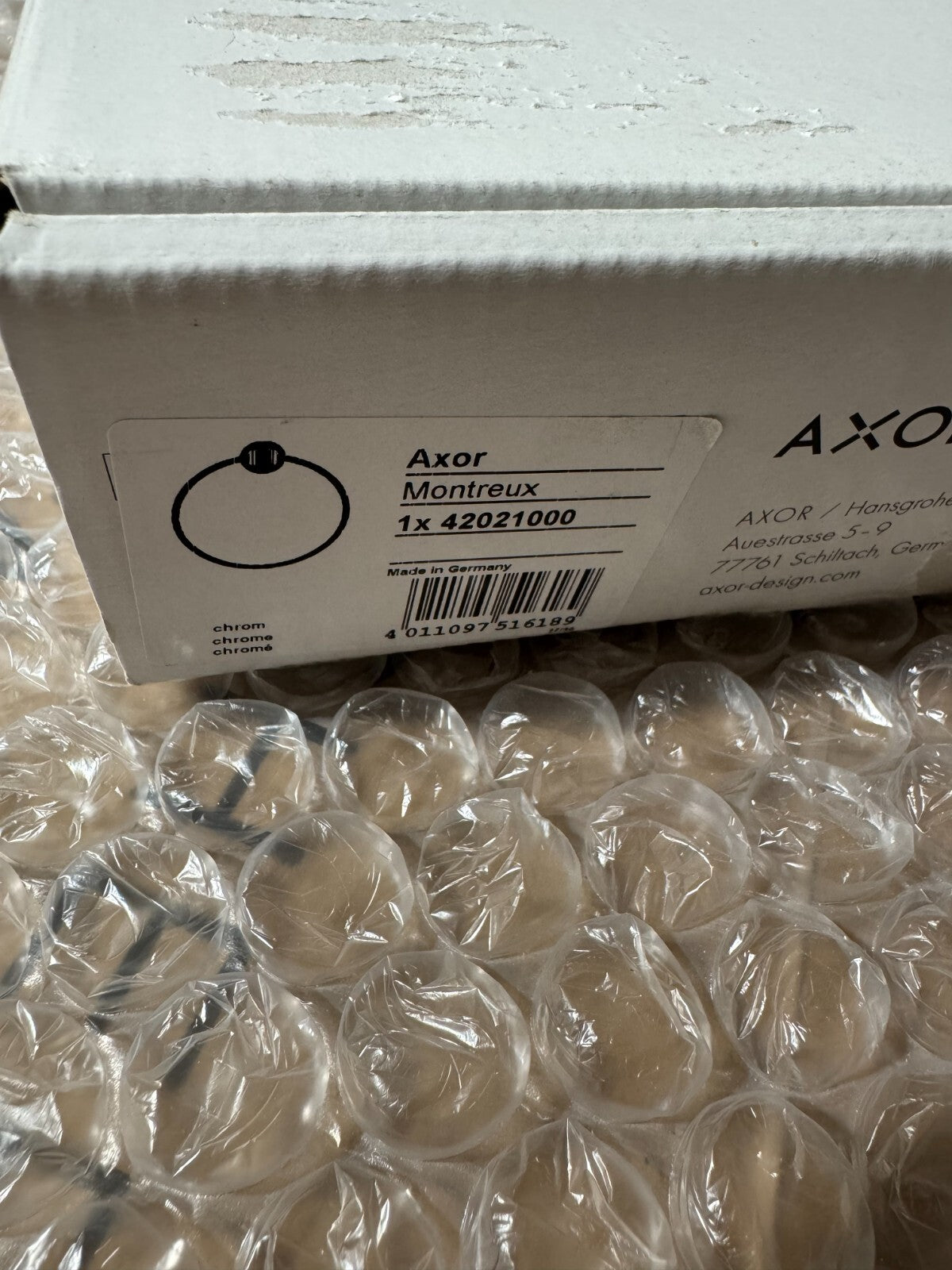 NEW AXOR Hansgrohe Montreux Towel ring Holder 42021000 Chrome BR894