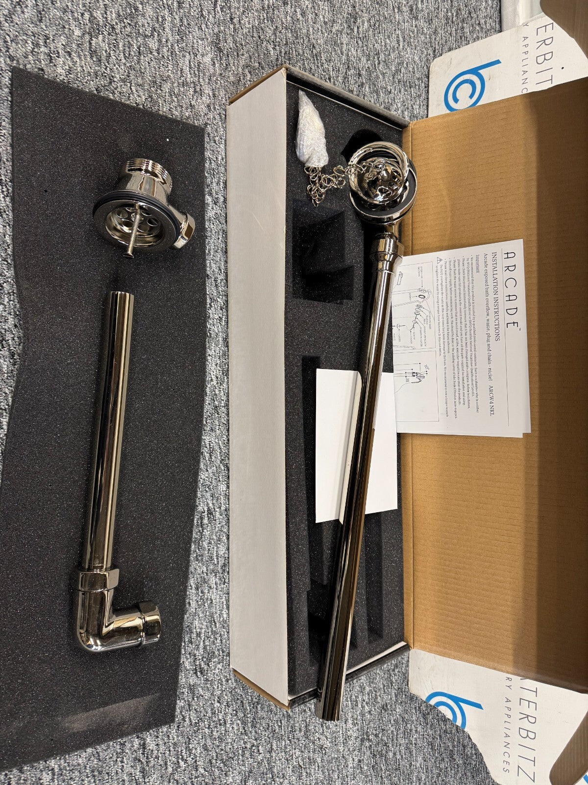 NEW Burlington Arcade Exposed Bath Waste with Plug & Chain Nickel BR827