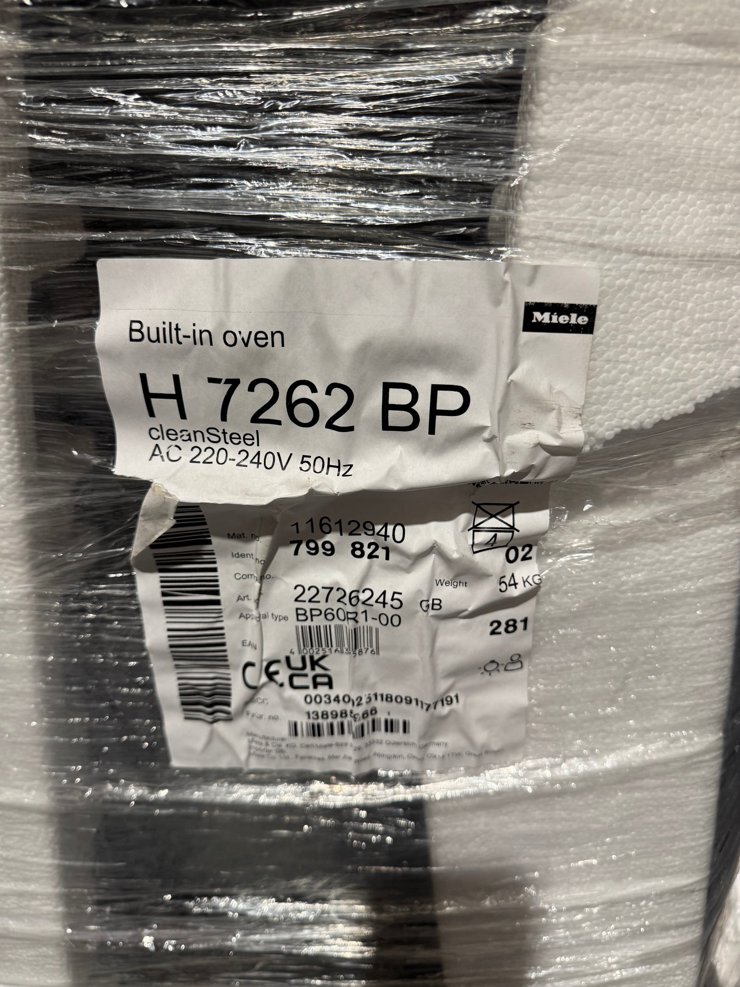 New UNUSED Miele H 7262 BP Built In Wall Oven Cooker BR2386