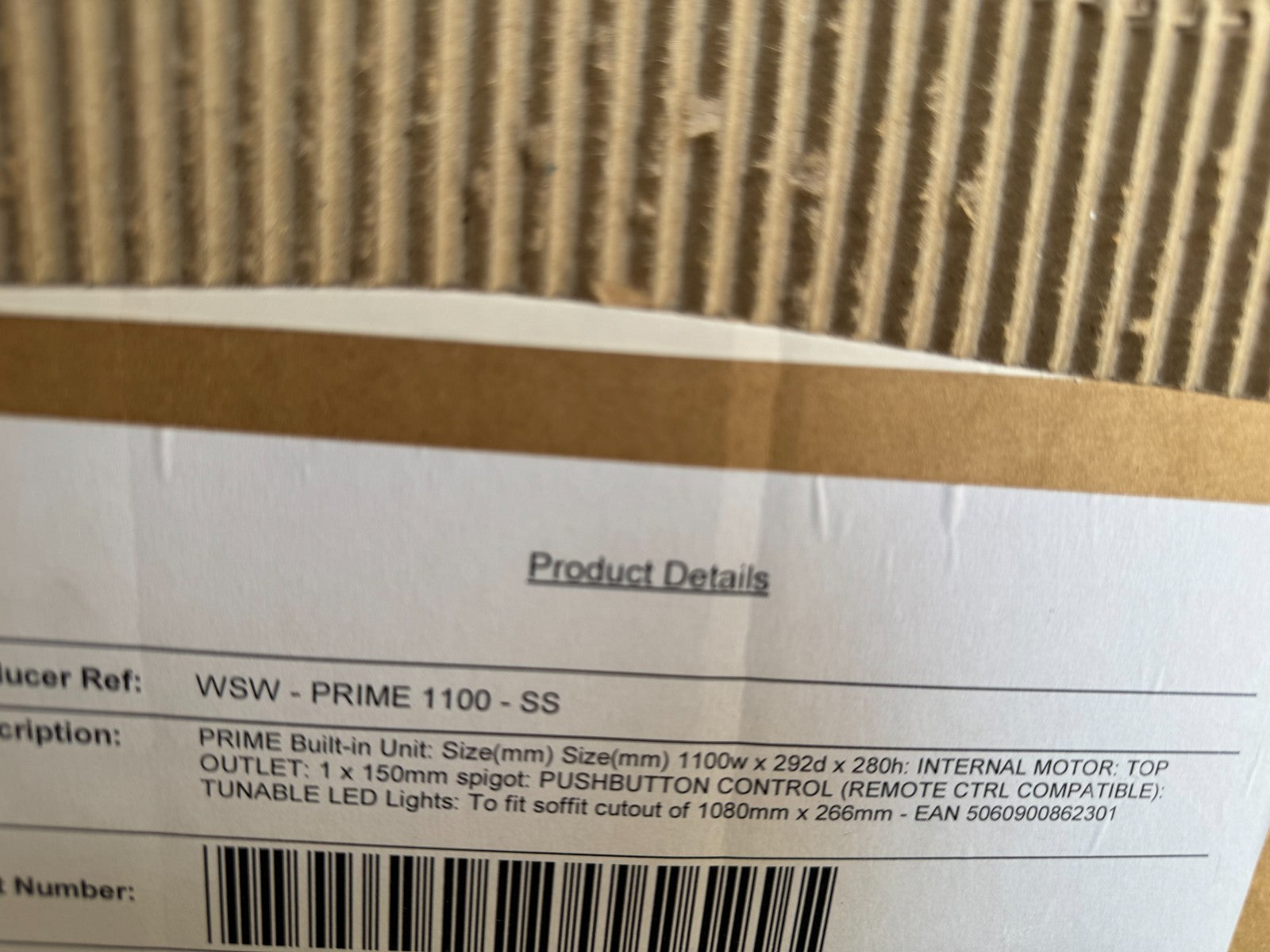 New Westin Prime 1100 Built In Extractor Cooker Hood Blower BR4339
