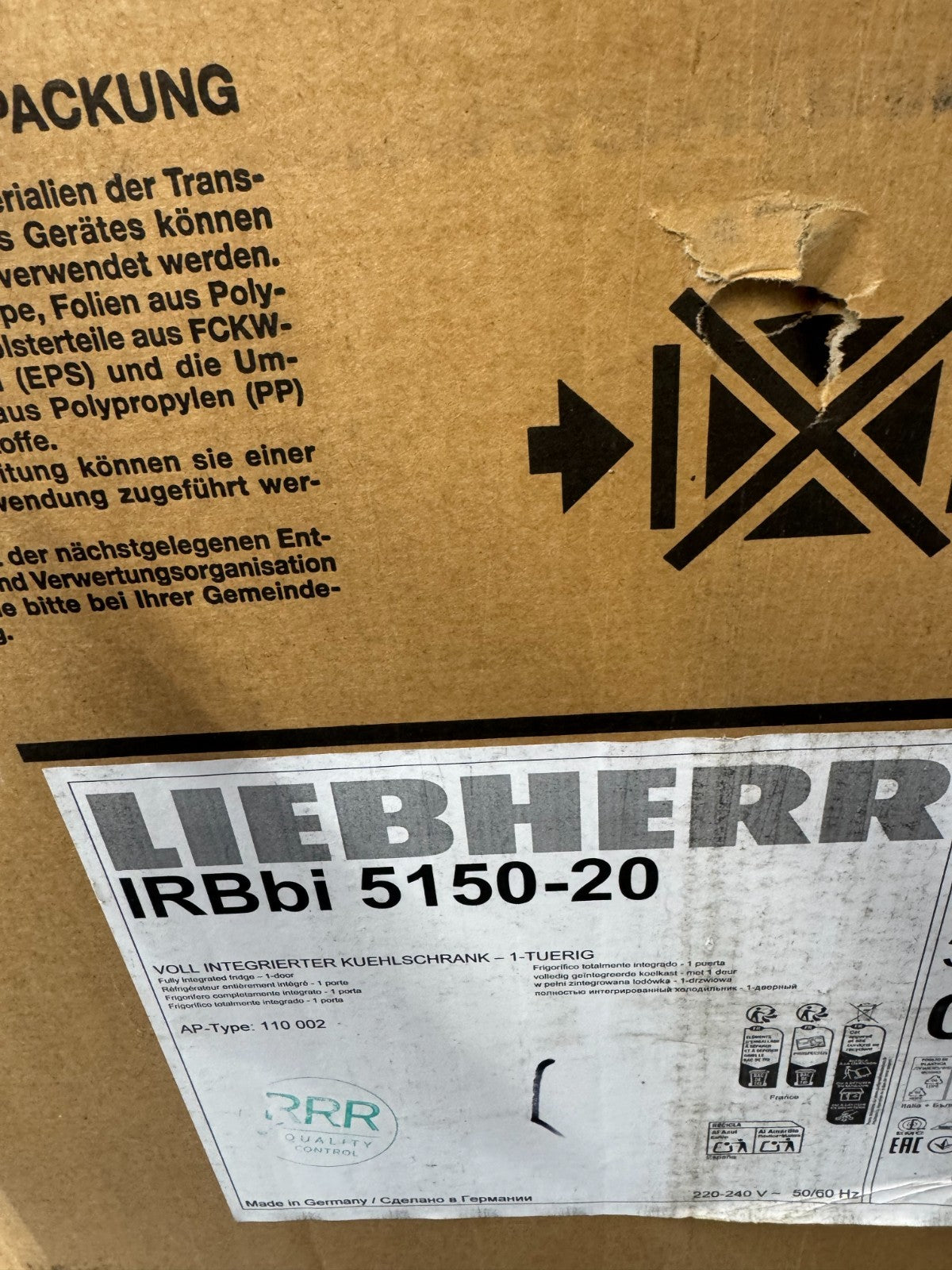 NEW Liebherr IRBbi5150 178cm Prime Integrated Column built in Fridge BR4157