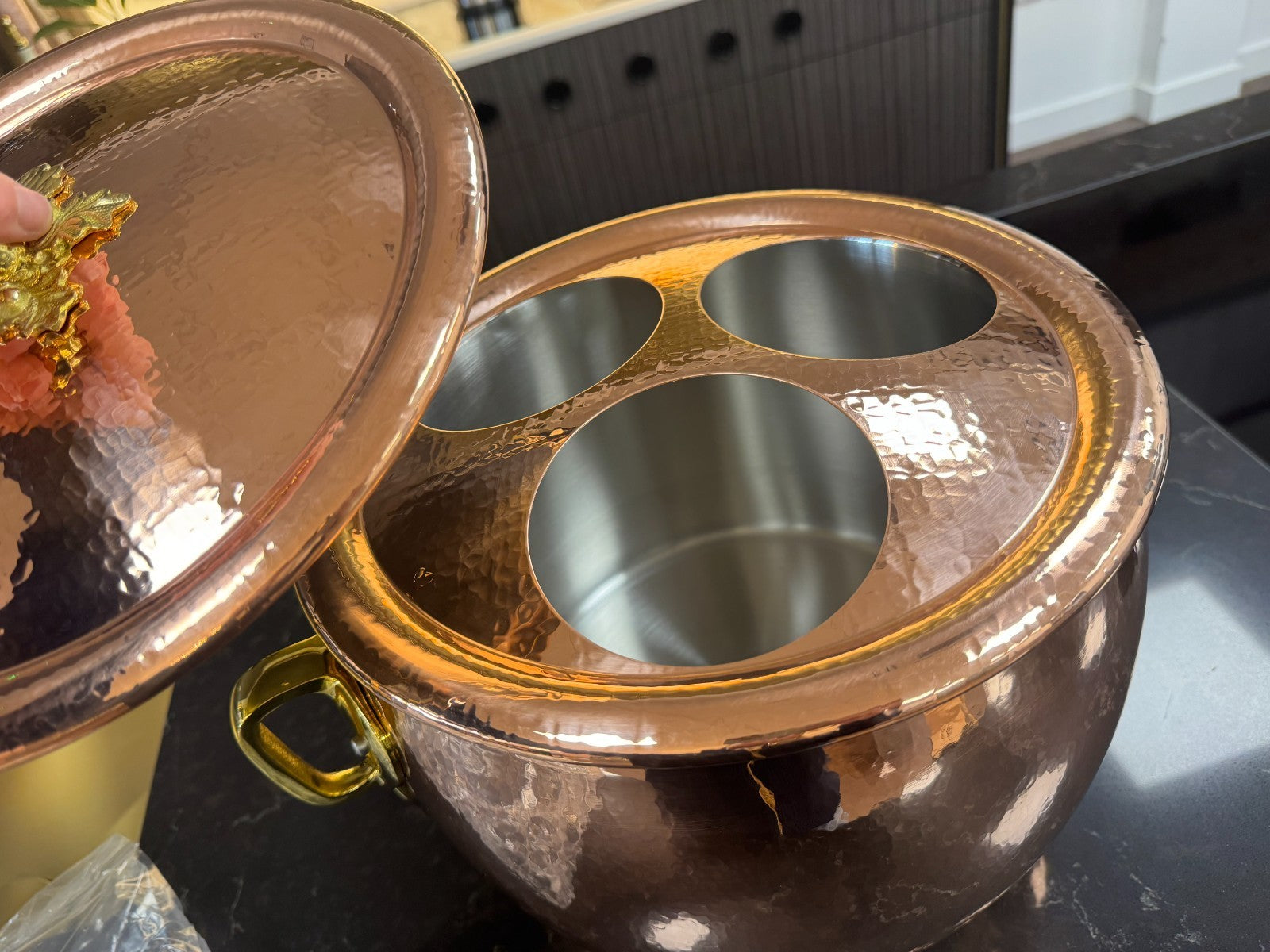 NEW Ruffoni 99276 Historia Decor Wine Cooler w/ Lid Mauviel Copper Pot BR4217