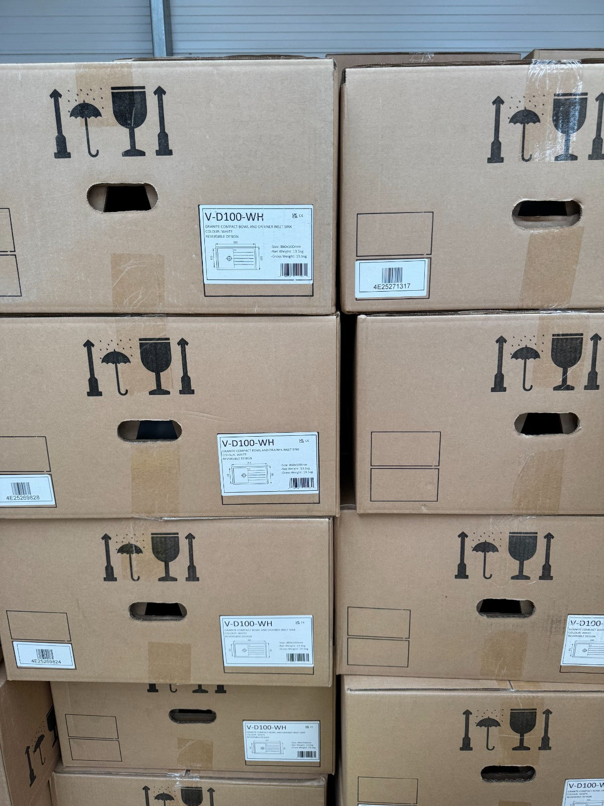 NEW CARYSIL VD100 Granite Sink 1000×500 Single Deep Bowl & Drainer White AX4322