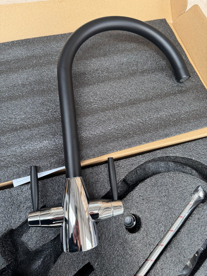 NEW Chrome Twin Lever round Mixer Carysil Victoria plumbing tap factory AX4575