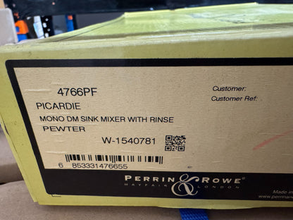 NEW Perrin & Rowe 4766PF Picardie Kitchen Mixer Tap & Rinse PEWTER BR4201