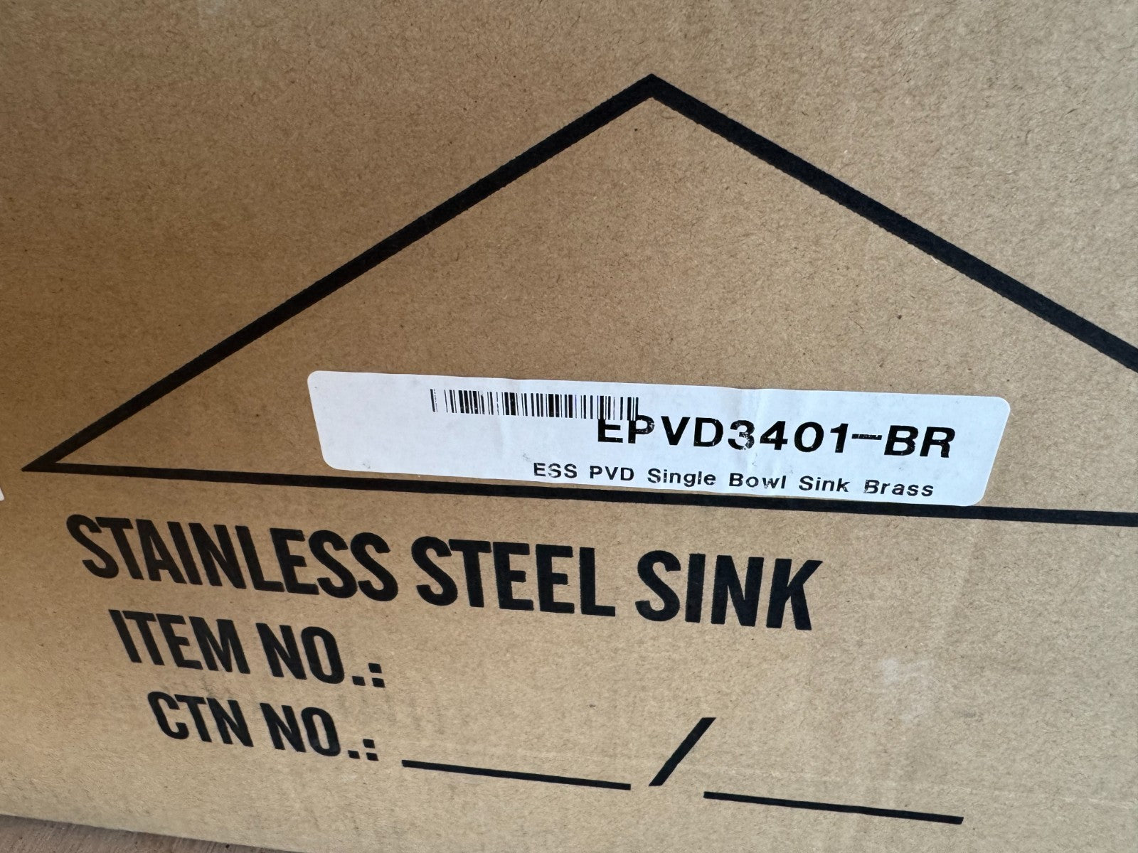 NEW Carysil Essentials UM1023 EPVD3401-BR Single Bowl Sink BRASS / GOLD AX4311