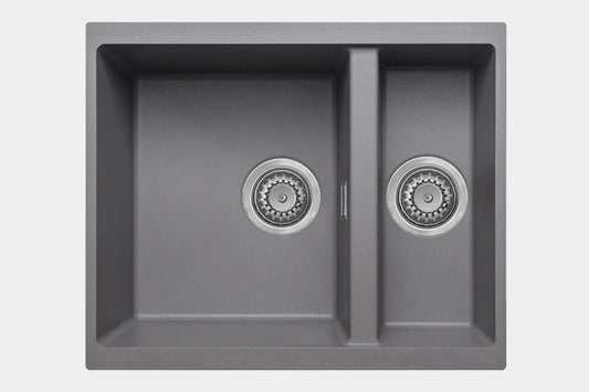 New Grey Double Bowl Kitchen Sink inset or Undermount  AX4321