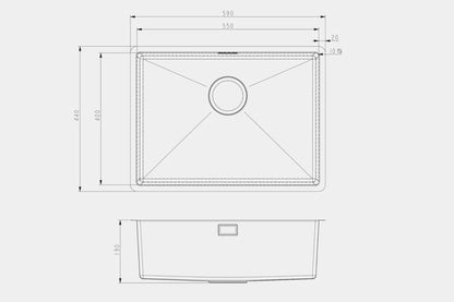 NEW Venice 590 x 440mm Stainless Steel Undermount Inset Kitchen Sink AX4319