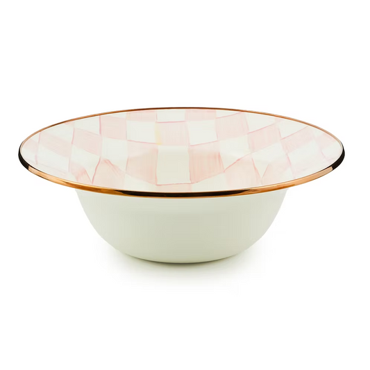 NEW Mackenzie-Childs Rosy Check Enamel Serving Bowl Platter IN STOCK