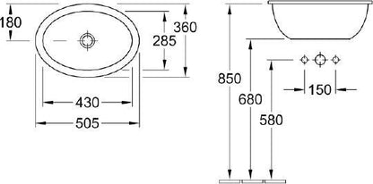 NEW Villeroy & Boch 61551001 Bathroom Sink Basin Loop &Friends white BR768