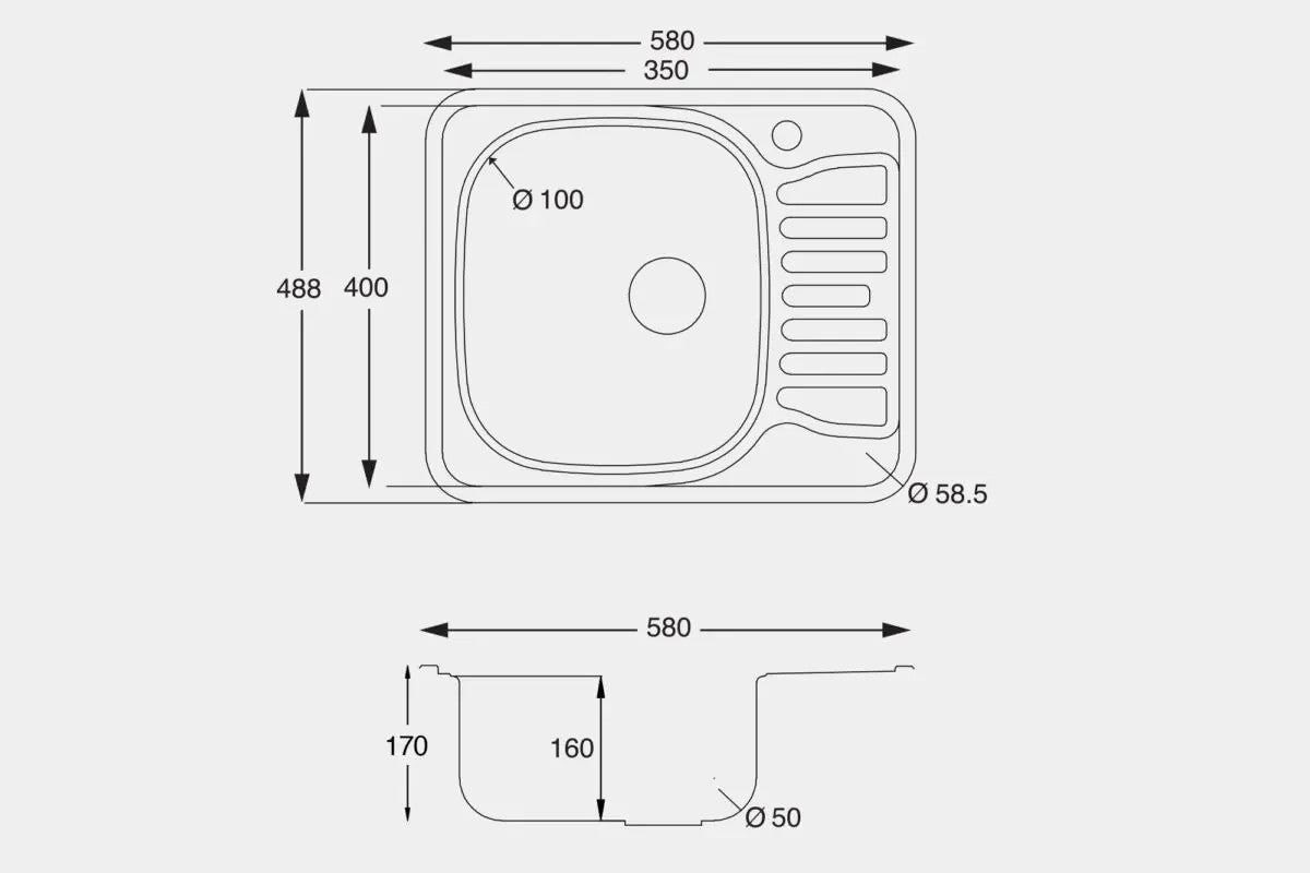 NEW Stainless Steel Single Bowl kitchen sink & Drainer Carsyil AX4324