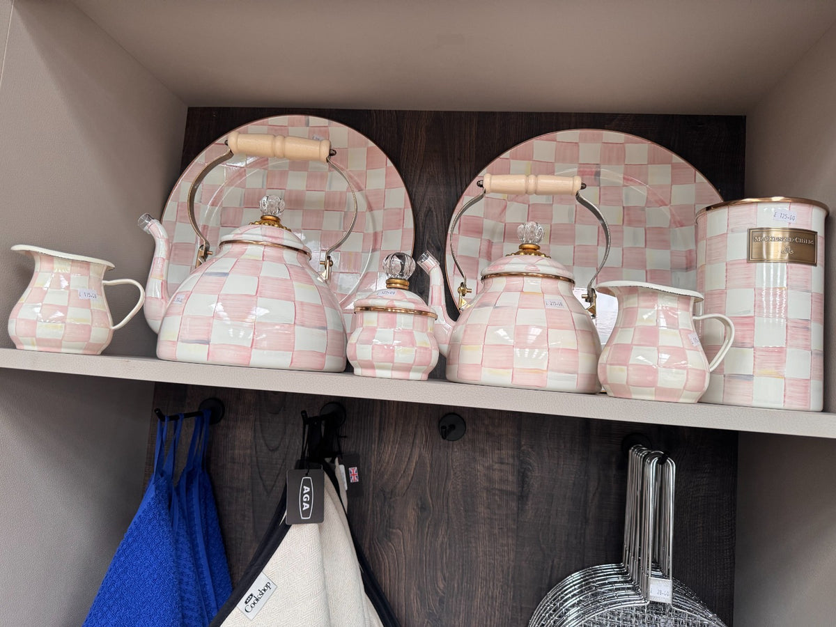 NEW Authentic Mackenzie Childs Rosy Check Tea Kettle Stove IN STOCK all sizes
