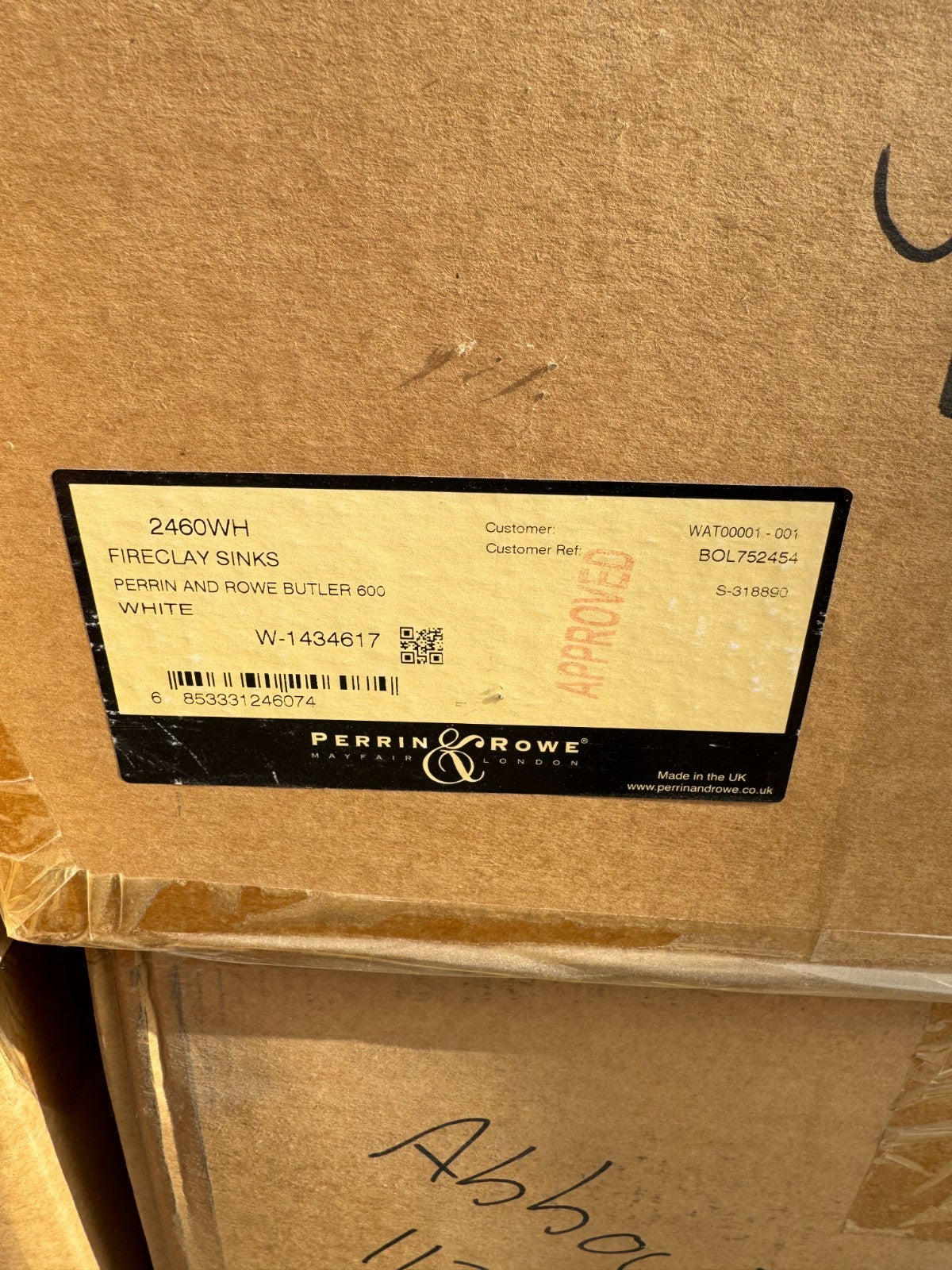 NEW Perrin & Rowe PRBU600WH Butler Sink basin white Shaws Of Darwen 2460 BR4396