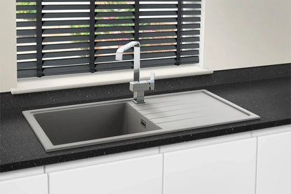 NEW CARYSIL VD100L Granite Sink 1000×500 Single Deep Bowl & Drainer WHITE AX4313