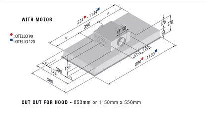 NEW Airone OTELLO CA I 90 MOT CLASSIC Ceiling hood Extractor Hood White BR674